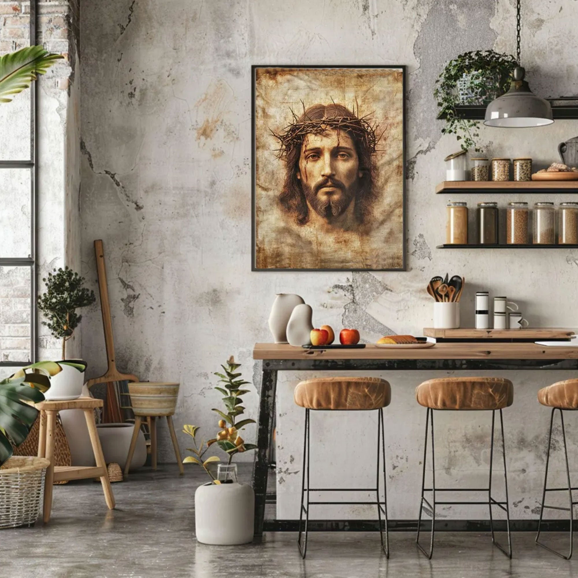 Holy Face of Jesus Canvas Print, Sacred Heart Catholic Wall Art, Christian Religious Decor, Devotional Faith Artwork, Inspirational Spiritual Gift