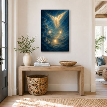 Guardian Angel of Light Canvas Print, Heavenly Angel Wall Art, Christian Home Decor Gift