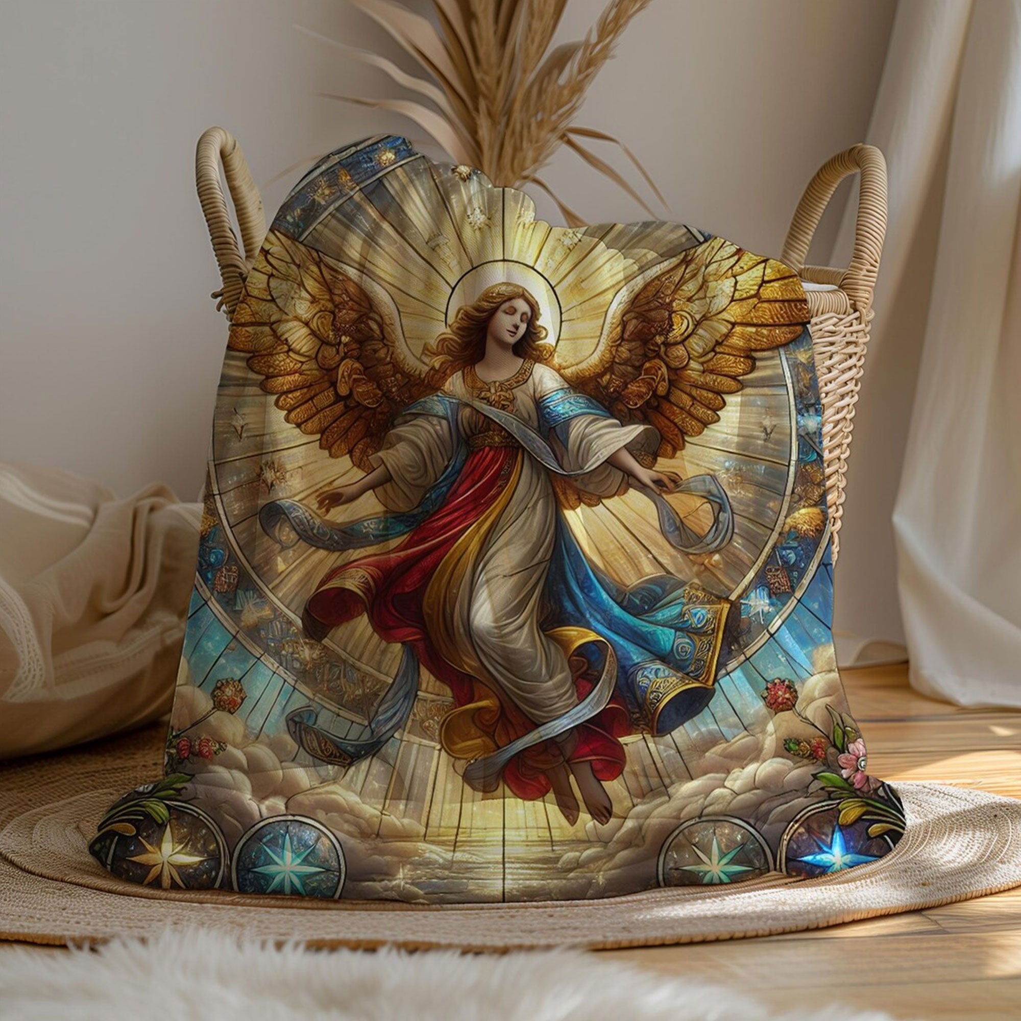 Angel Fleece Blanket, Religious Blanket, Christian Art Throw, Christian Gift, Faith Home Decor