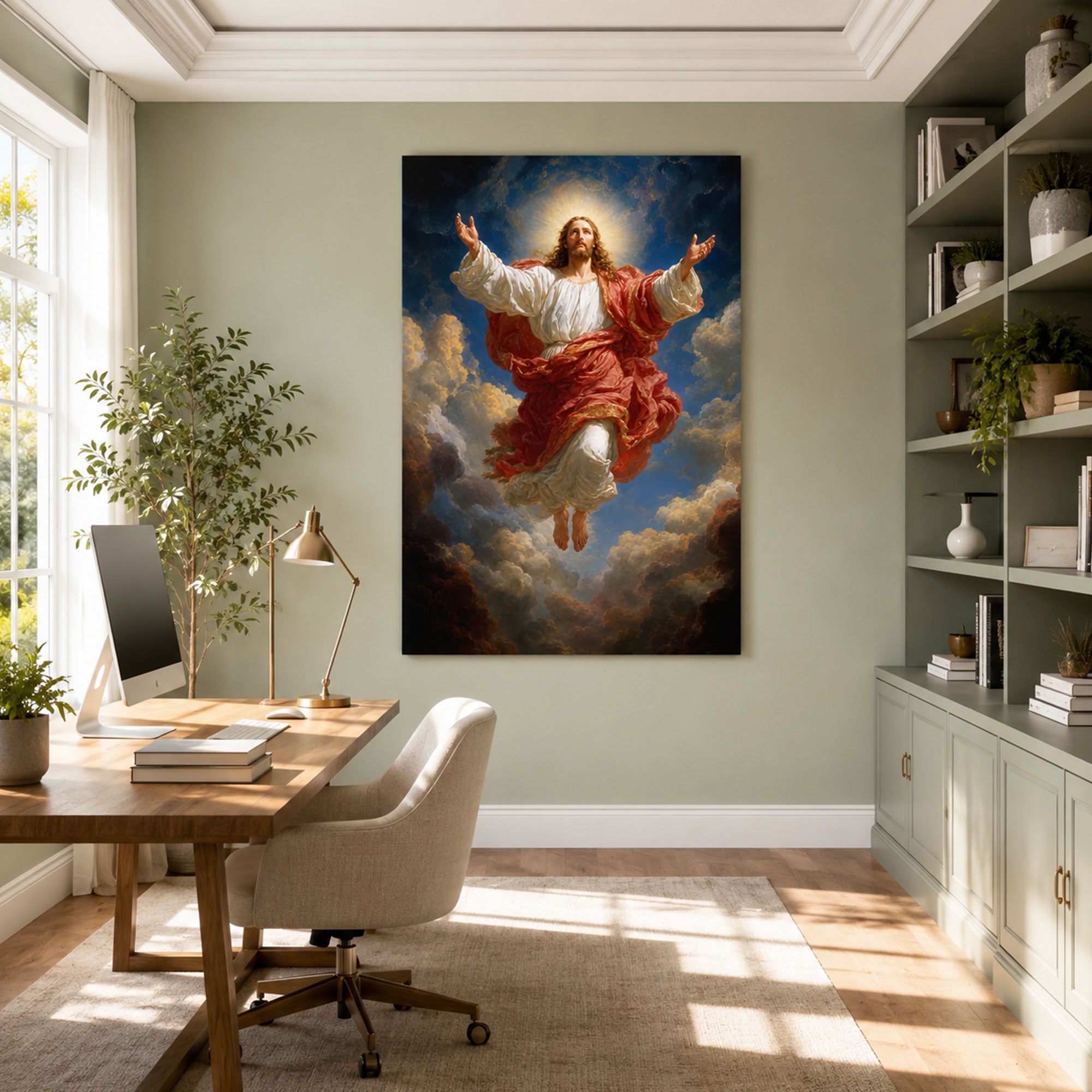 Jesus Ascension Canvas Print, Heavenly Christian Wall Art, Sacred Faith Home Decor, Inspirational Religious Artwork
