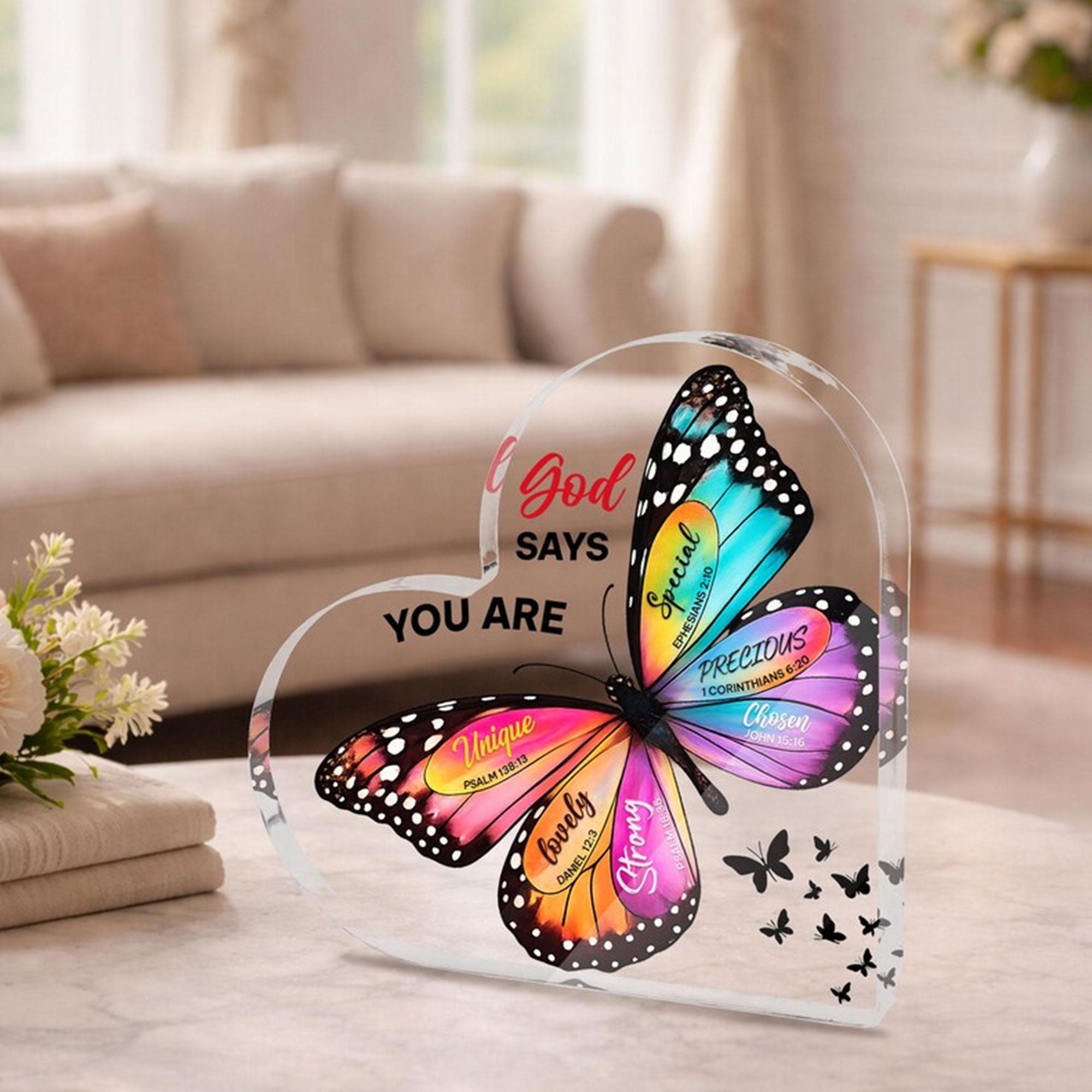 Personalized God Says You Are Acrylic Plaque, Butterfly Christian Gift for Women, Inspirational Faith Decor, Custom Name Religious Keepsake