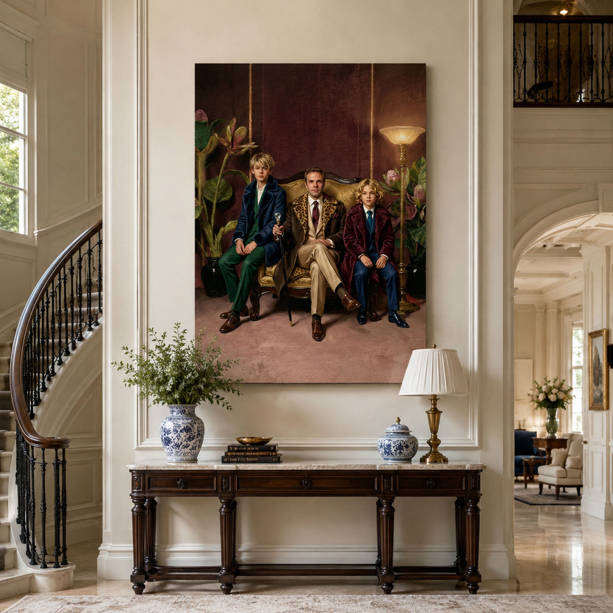 Custom Face For Dad Dynasty Canvas, Personalized Father and Sons Portrait, Father’s Day Gift