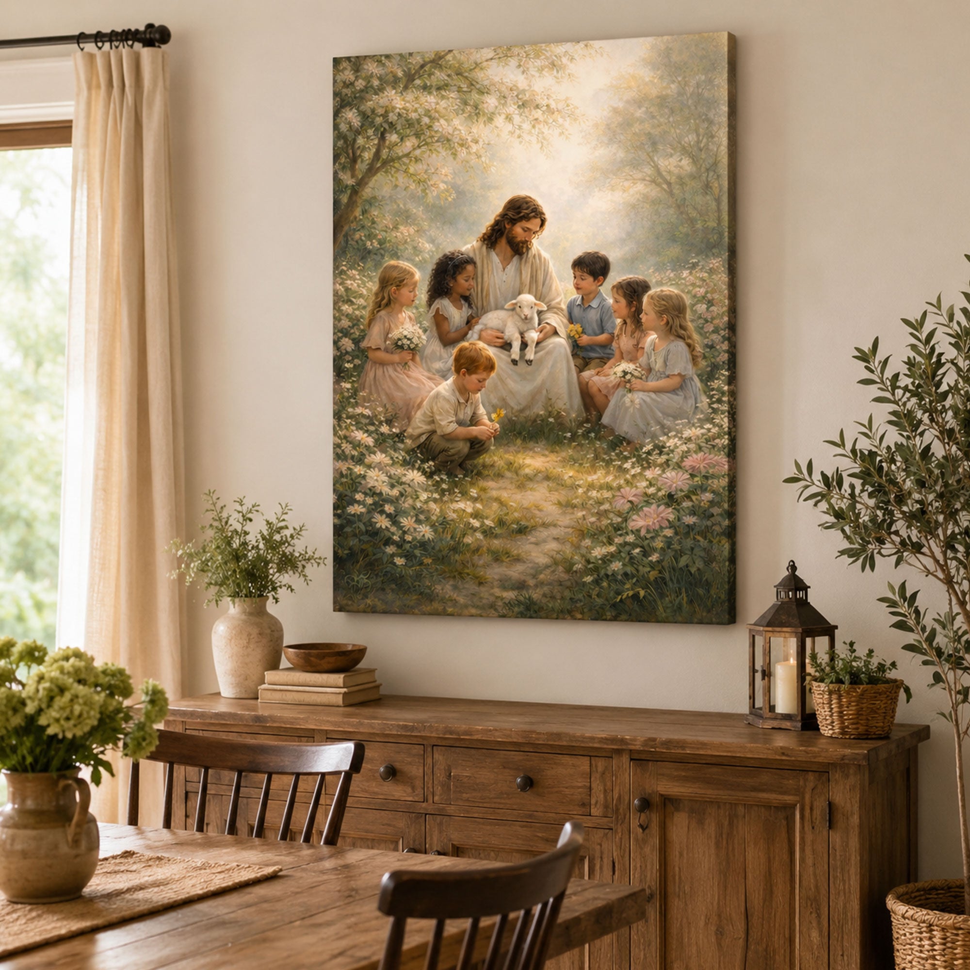 Jesus with Children Canvas Print Christian Wall Art Faith Inspired Family Home Decor