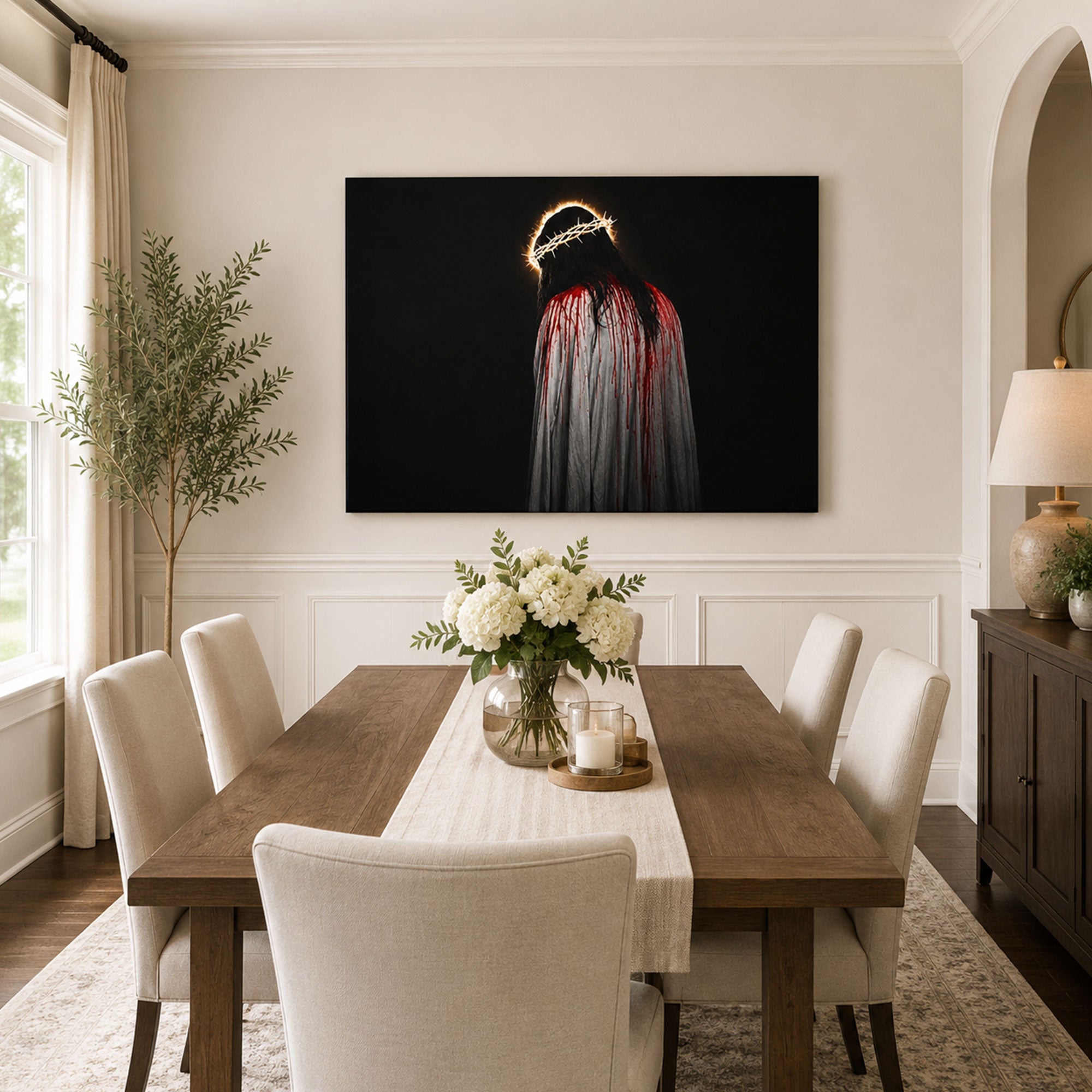 Passion of Christ Canvas Print, Crown of Thorns Jesus Wall Art, Precious Blood Christian Home Decor Gift