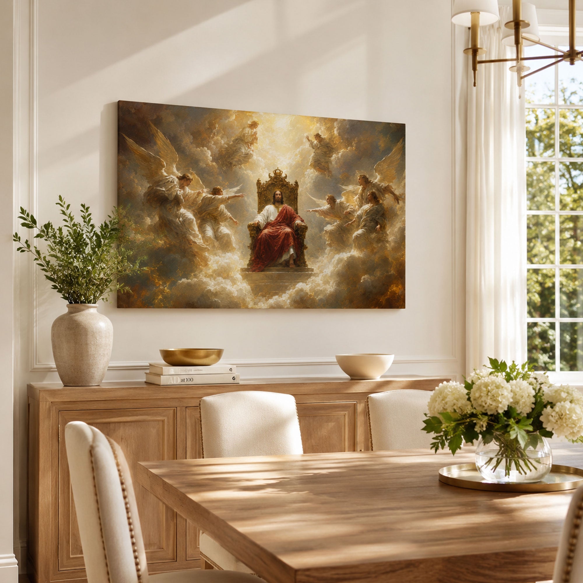 Christ the King Jesus Canvas Print, Heavenly Throne Christian Wall Decor, King of Kings Faith Gift