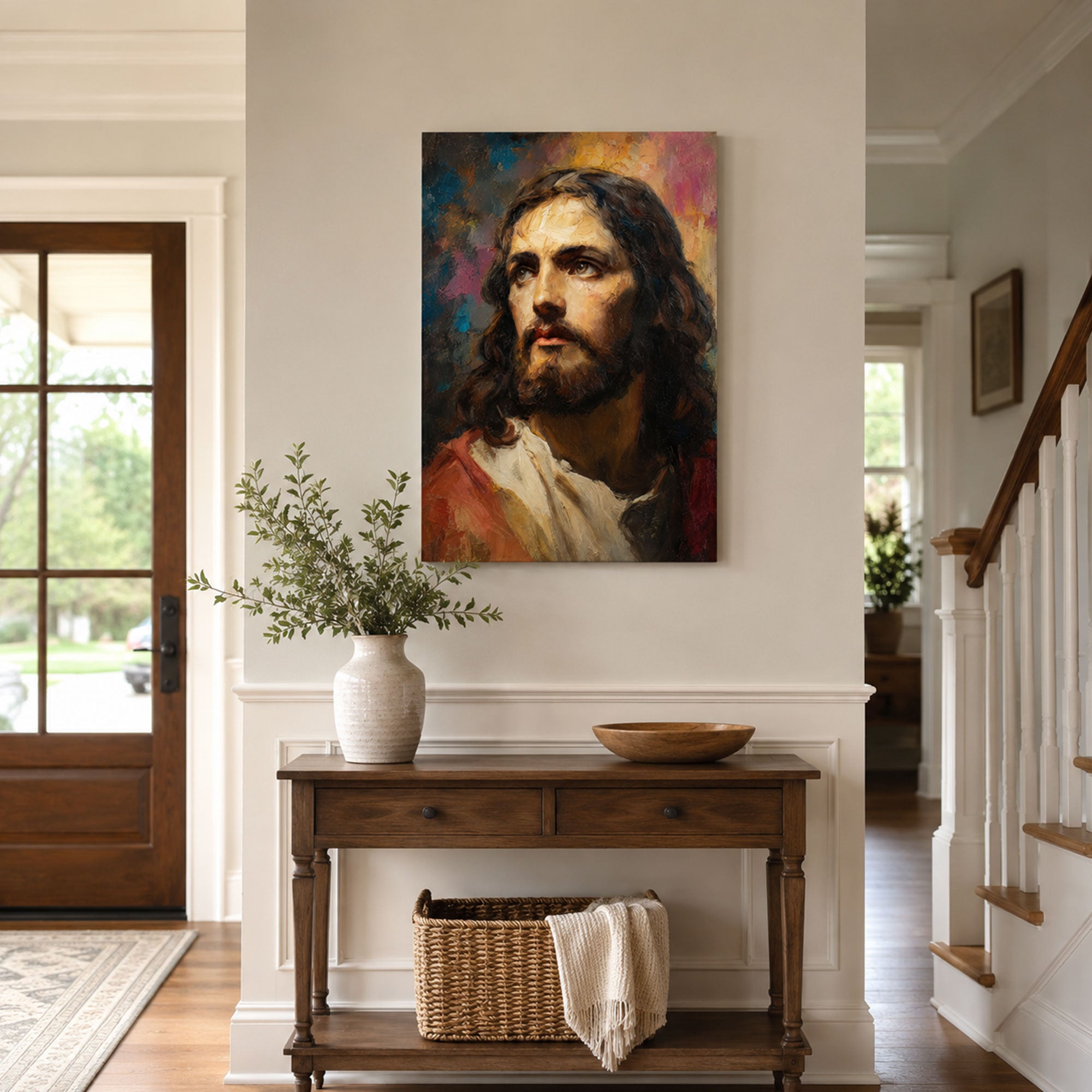 Jesus Christ Portrait Canvas Print, Christian Home Decor