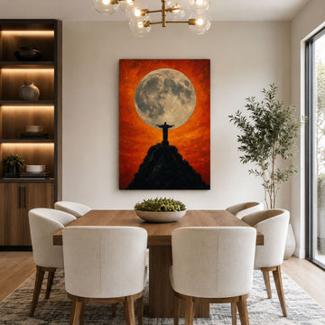 Christ the Redeemer Moon Canvas Print, Jesus Christian Wall Decor, Faith and Hope Gift