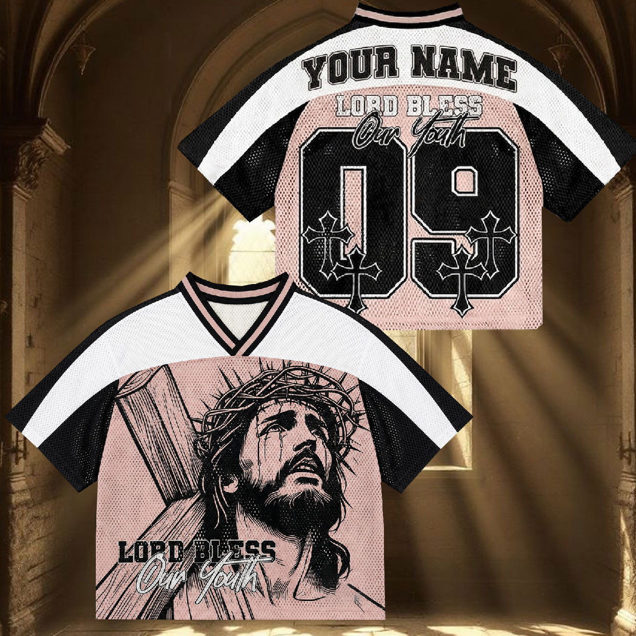 Personalized Lord Bless Our Faith Mesh Jersey, Custom Name and Number Christian Apparel