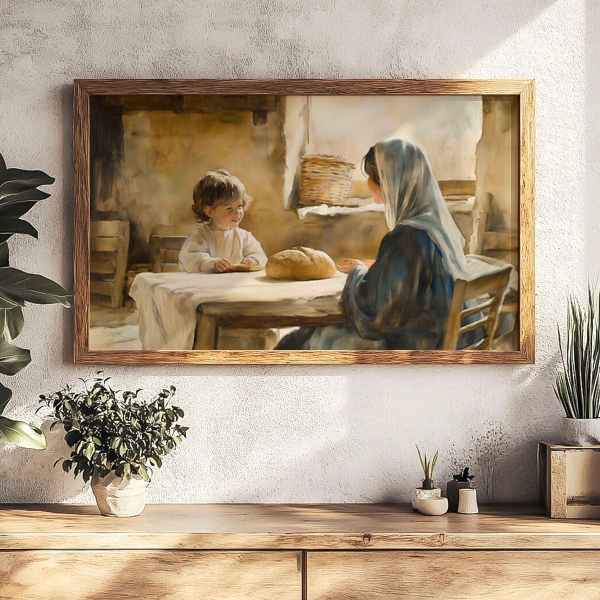 Mother Mary and Jesus Canvas Print, Catholic Wall Art, Christian Religious Home Decor
