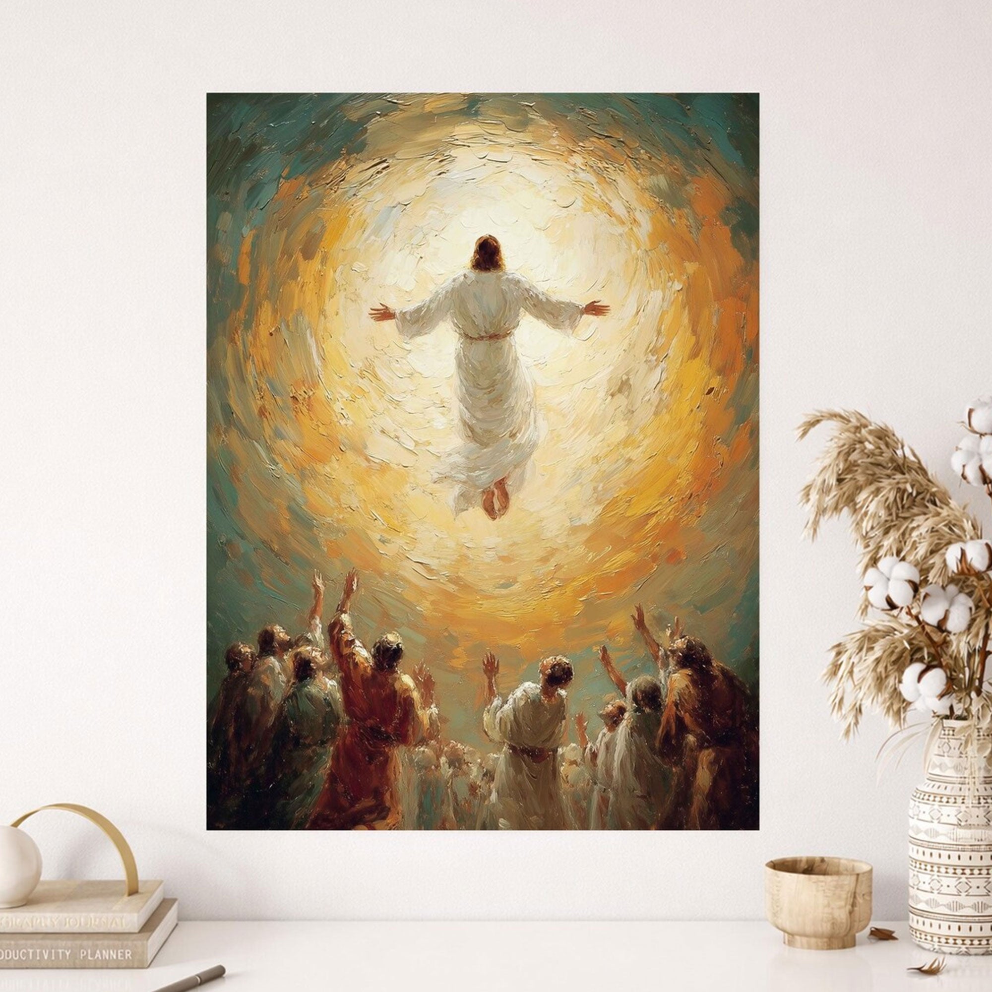 Ascension of Jesus Canvas Print, Christian Faith Wall Art, Heavenly Spiritual Decor, Sacred Biblical Artwork