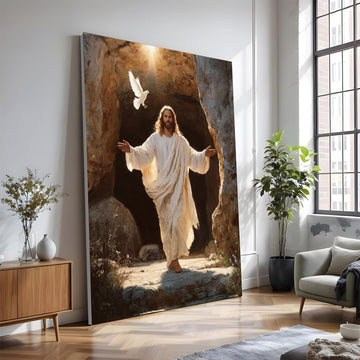 Peaceful Jesus Resurrection Wall Art, Christian Canvas Print, Faith Home Decor