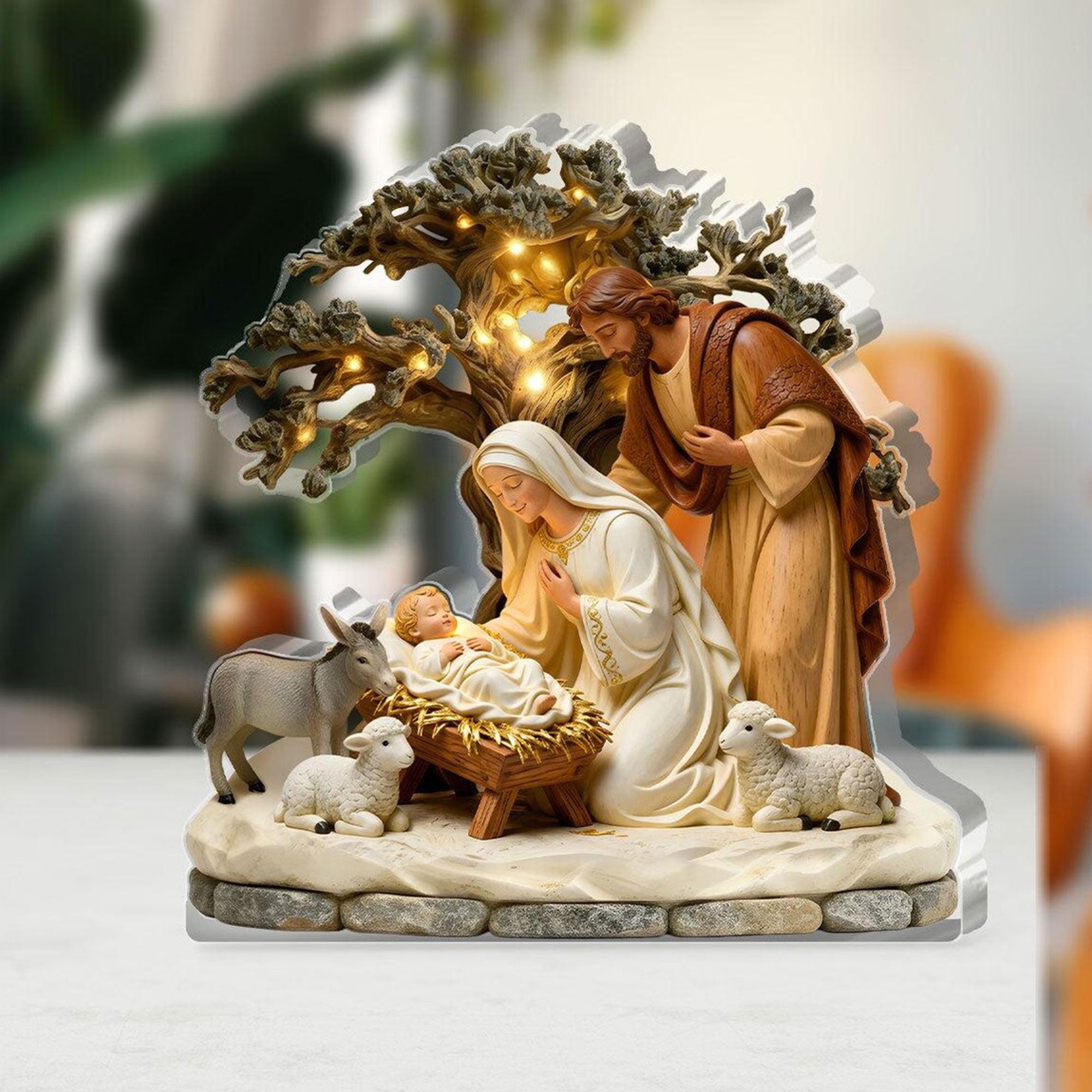 The Light of Bethlehem Custom Shaped Acrylic Plaque, Christian Nativity Gift, Christmas Faith Decor, Single-Sided 2D Flat Display