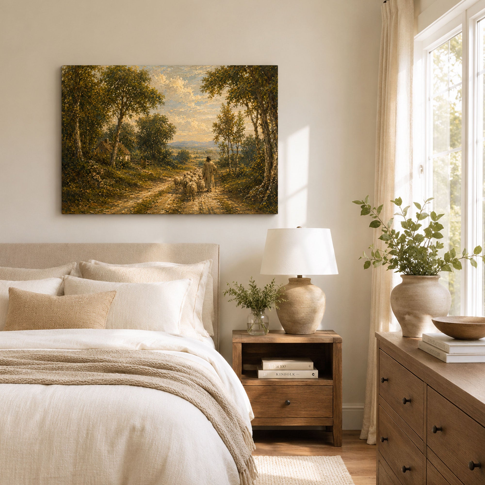 The Lord Is My Shepherd Canvas Print, Psalm 23 Jesus Christian Wall Decor, Faith Gift