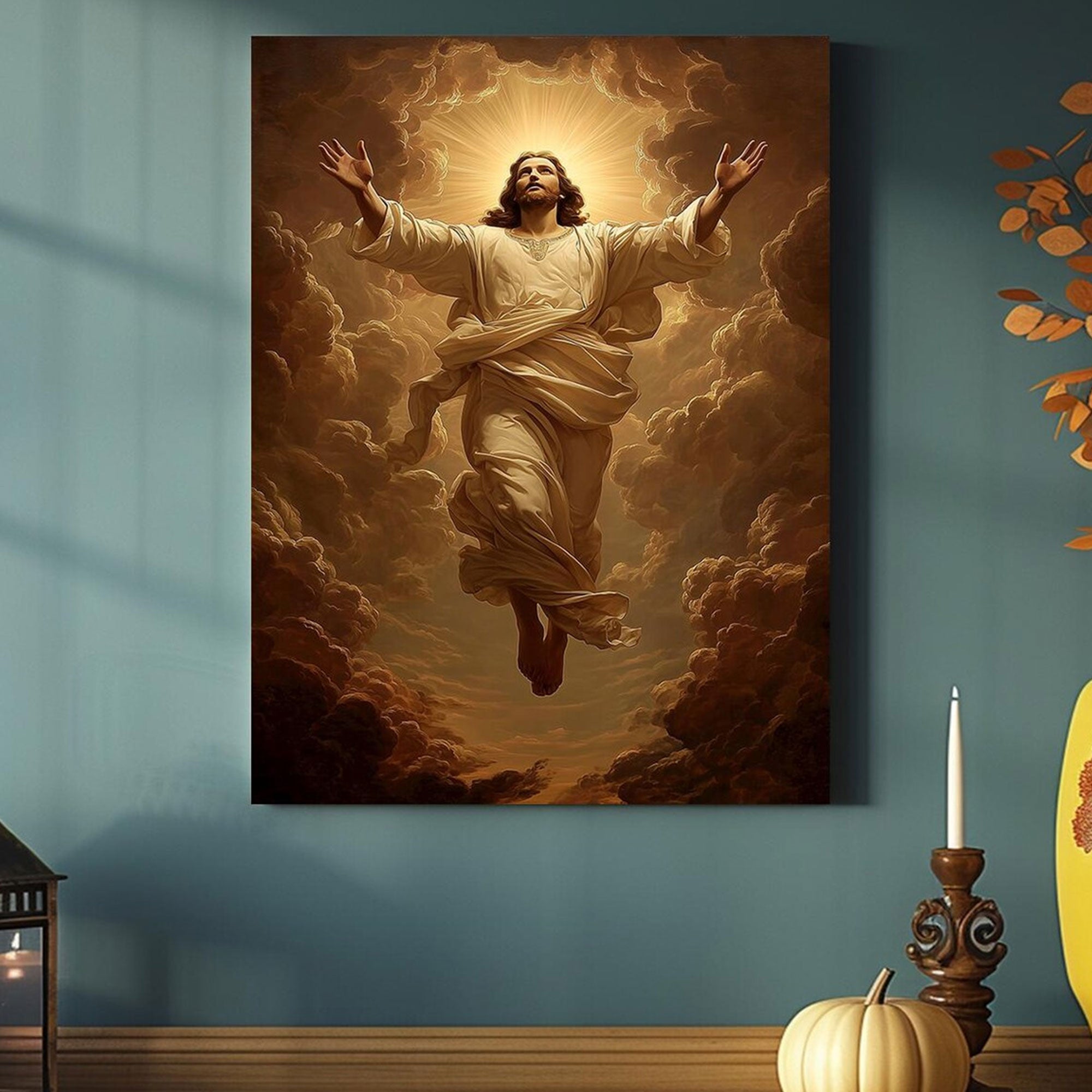 Jesus Ascension Canvas Print, Christian Wall Art, Heaven Glory Decor, Religious Faith Home Decor