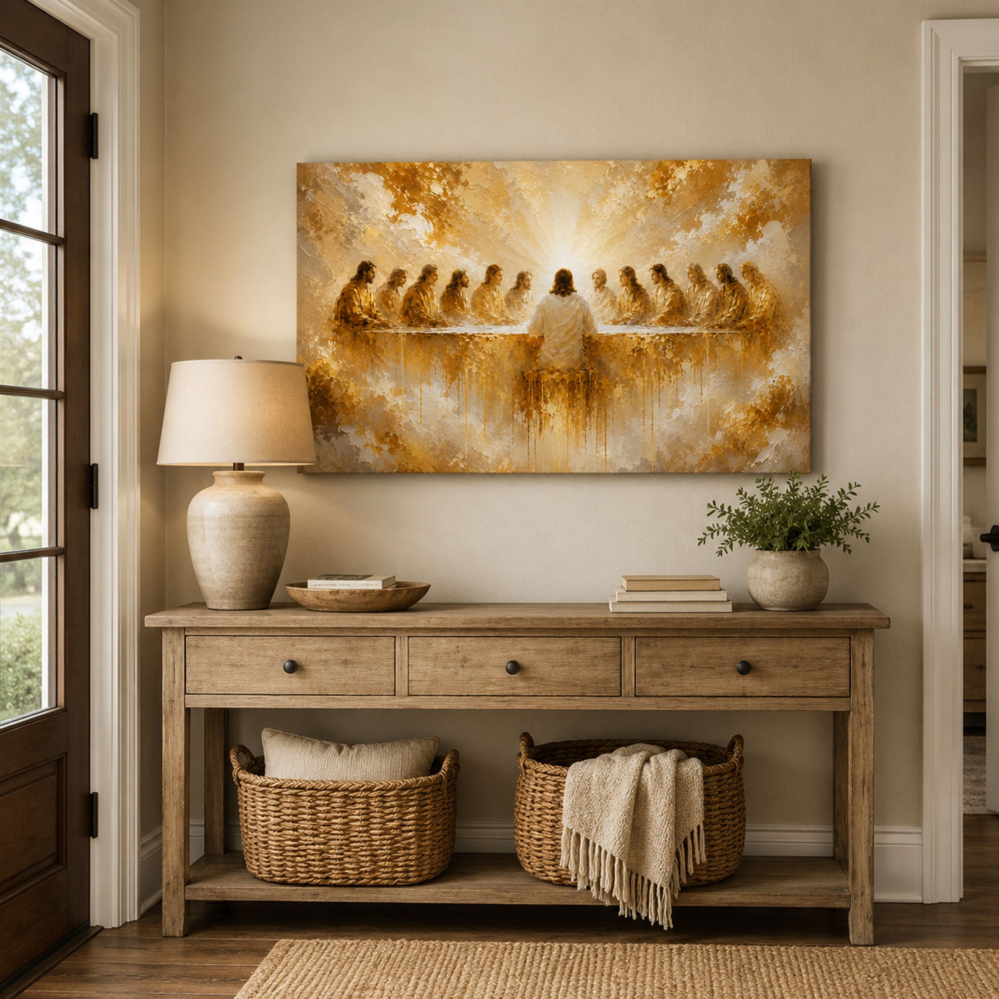 Last Supper Canvas Print, Jesus and Apostles Christian Wall Art for Home Decor