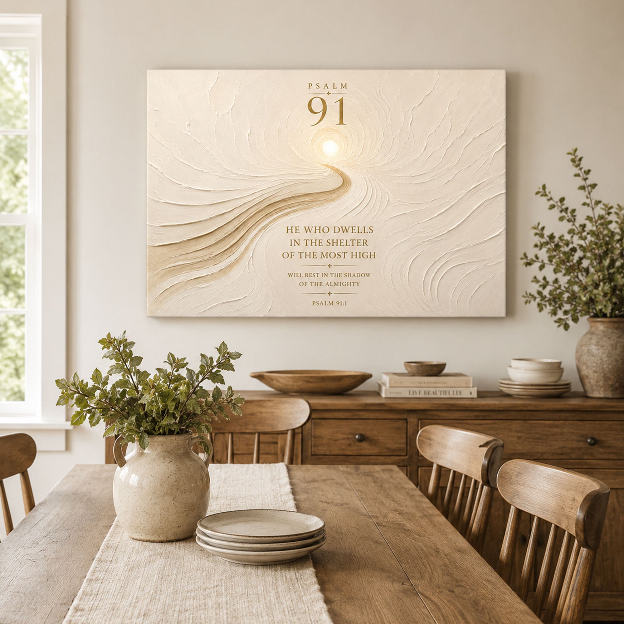 Psalm 91 Bible Verse Canvas Print, Christian Scripture Wall Art, Faith Home Decor Gift