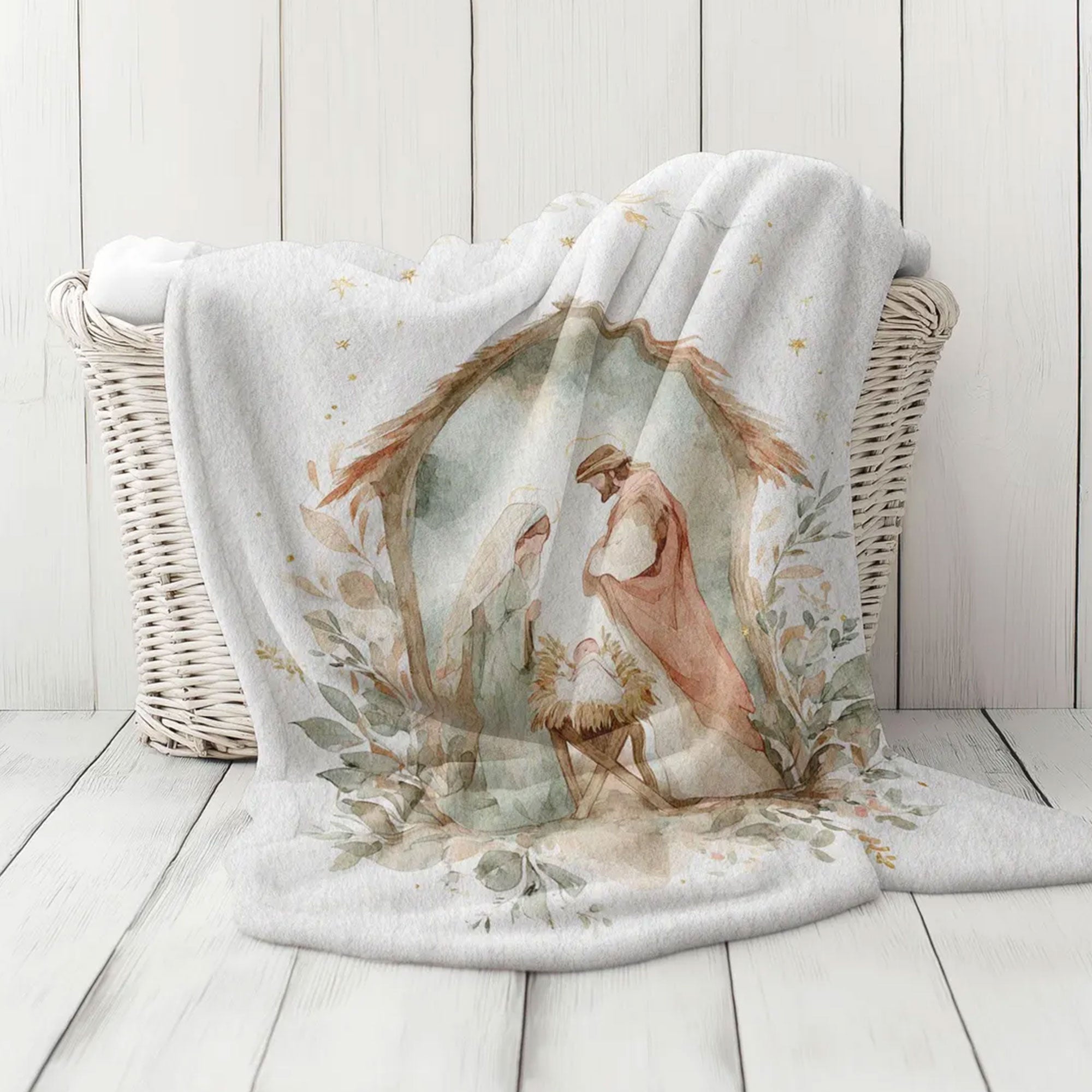 Nativity Scene Fleece Blanket, Holy Family Throw Gift, Religious Manger Design, Faith Blanket, Christian Gift