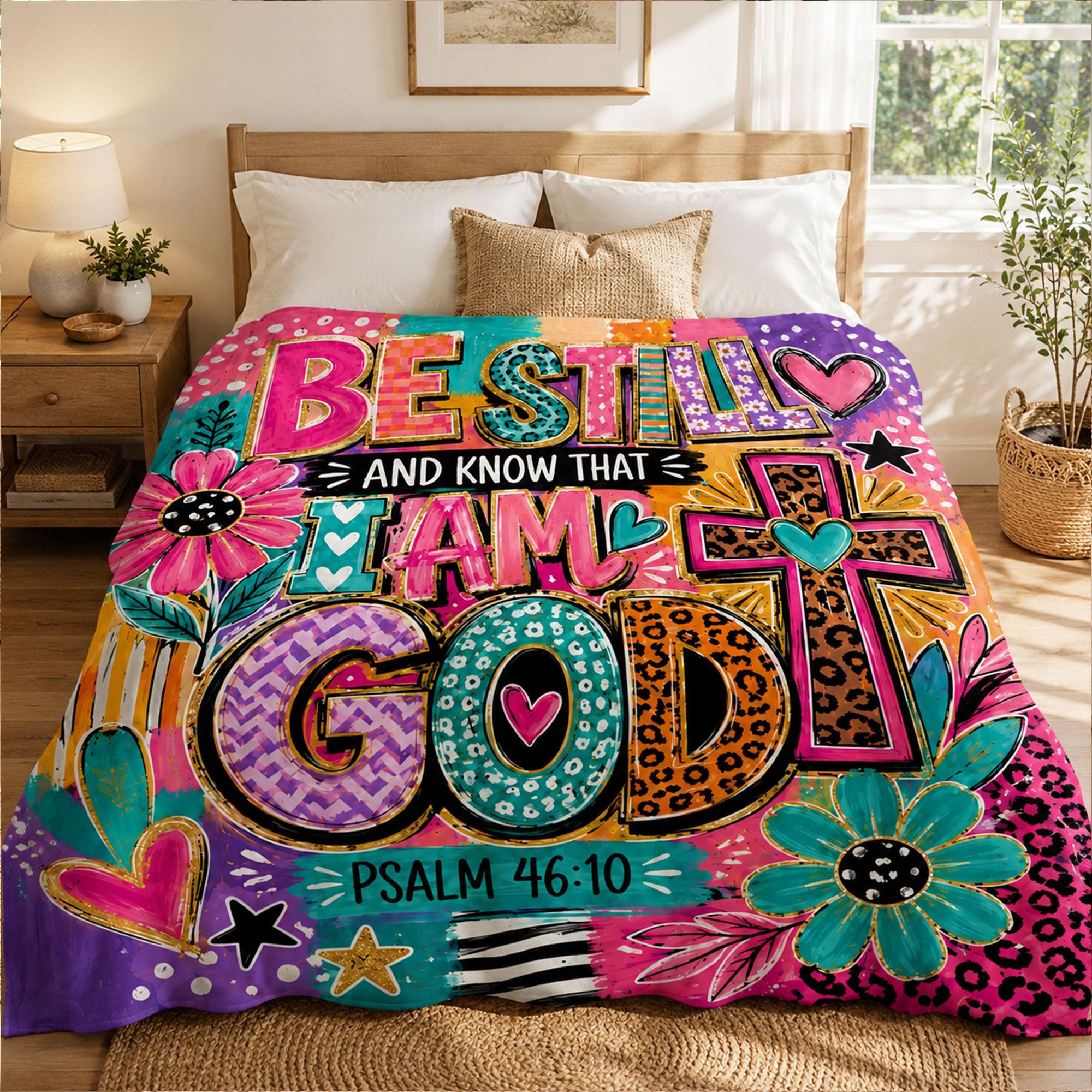 Be Still and Know That I Am God Fleece Blanket, Psalm 46:10 Christian Throw, Faith Gift for Women