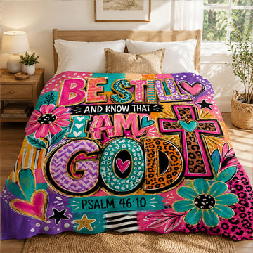 Be Still and Know That I Am God Fleece Blanket, Psalm 46:10 Christian Throw, Faith Gift for Women