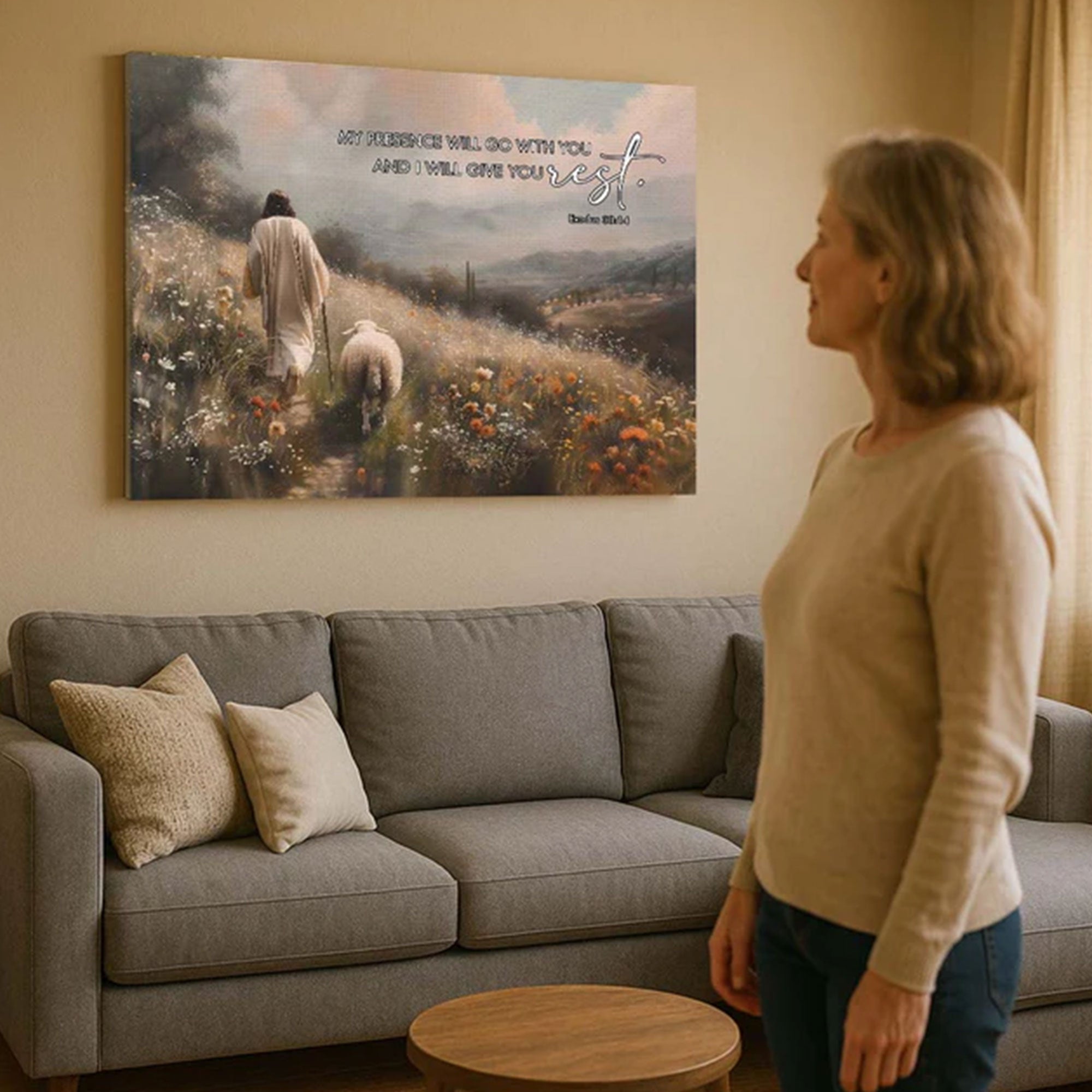 Exodus 33:14 Canvas Print, “My Presence Will Go With You” Christian Wall Art, Peaceful Faith Decor