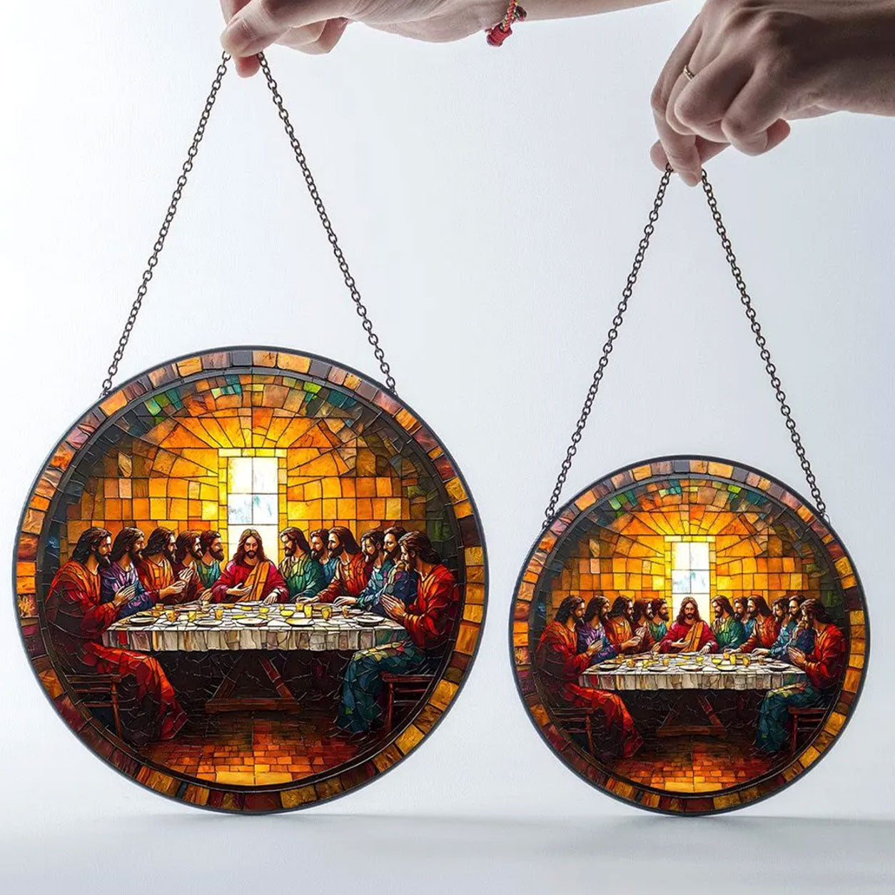 Last Supper Stained Glass Suncatcher, Christian Window Hanging, Religious Gift, Jesus Wall Decor