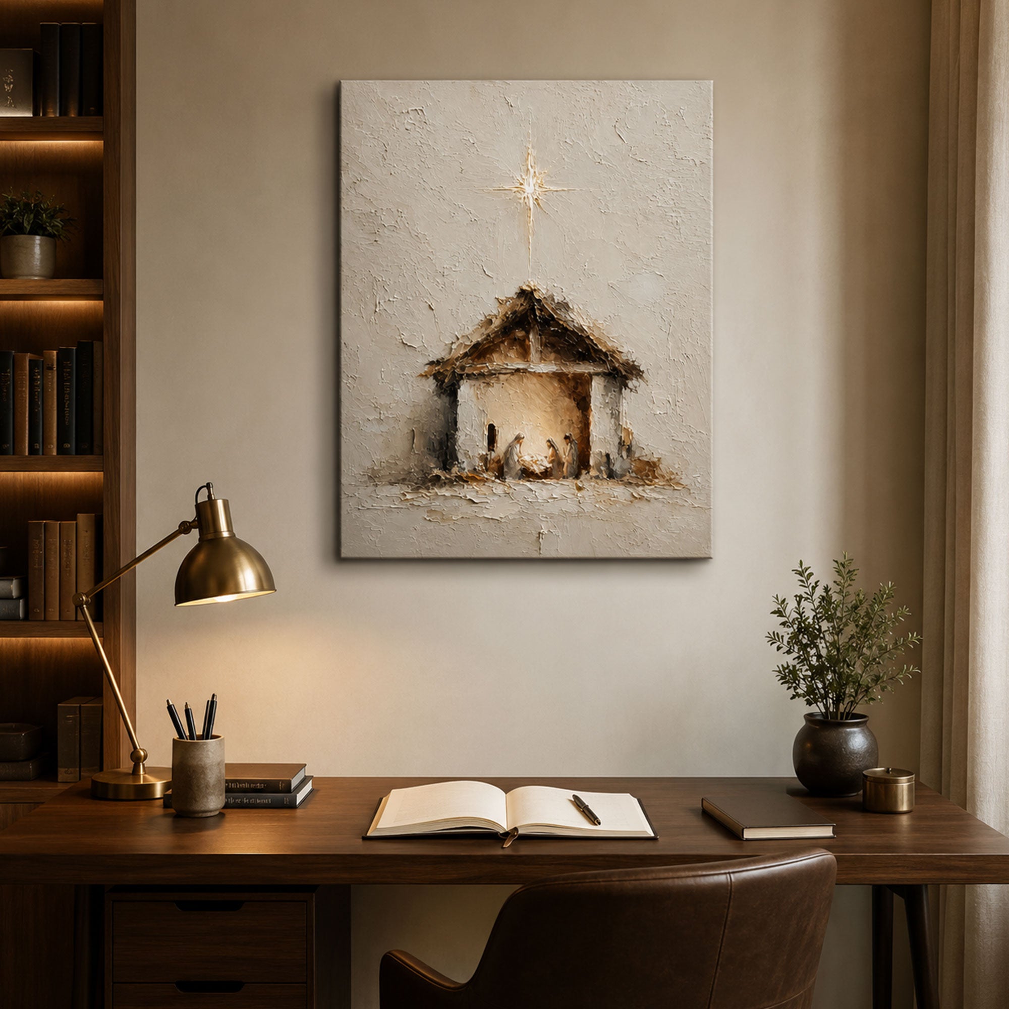 Nativity Scene Canvas Print, Christian Christmas Wall Art, Holy Family Home Decor