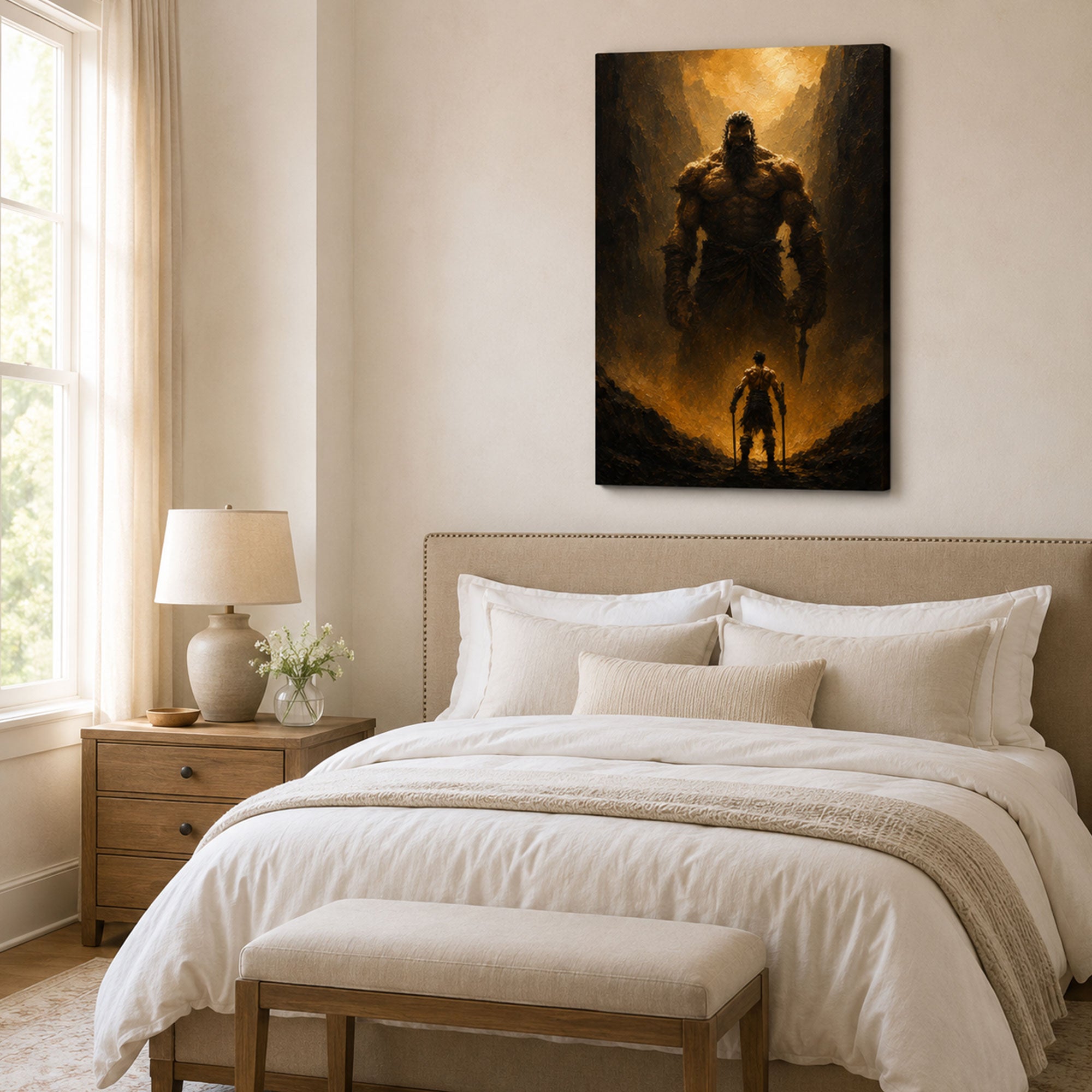 David’s Victory Over Goliath Canvas Print, Christian Home Decor