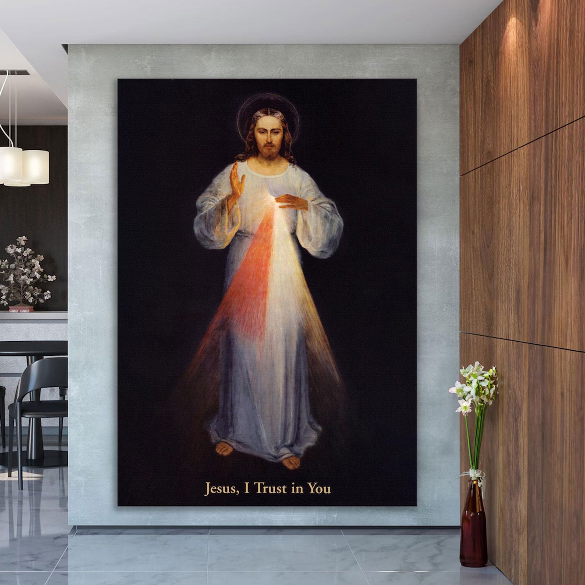 Jesus Divine Mercy Canvas Wall Art, "I Trust In You" Catholic Home Decor