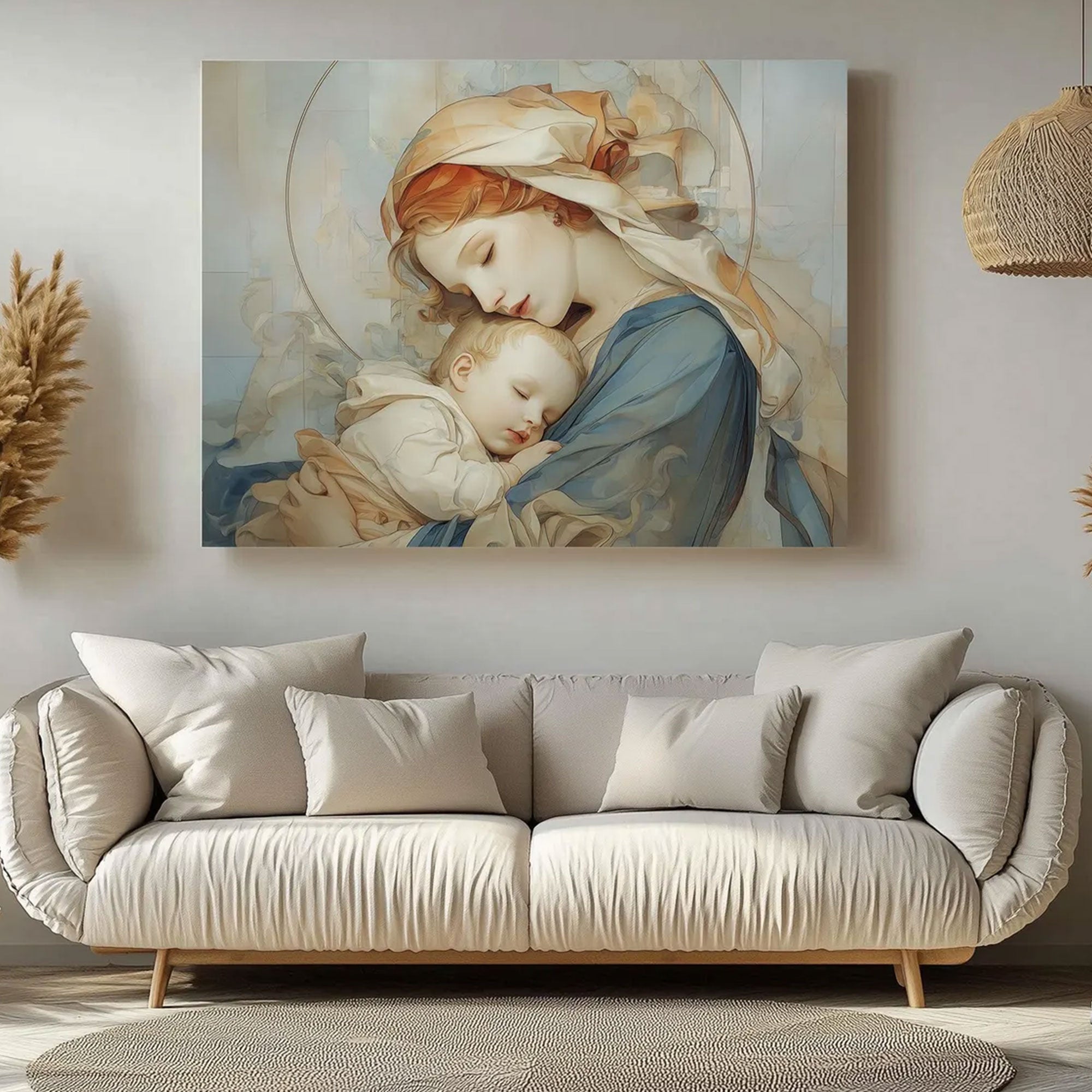Mary and Baby Jesus Canvas Print, Madonna and Child Wall Art, Christian Home Decor, Faith Inspired Gift