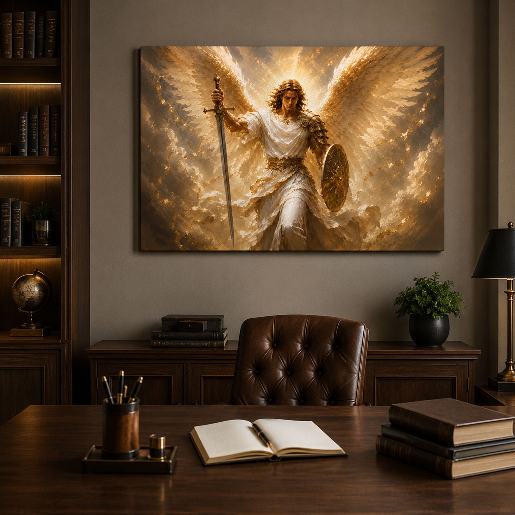 Saint Michael Archangel Canvas Print, Heavenly Warrior Catholic Wall Art, Guardian Faith Home Decor