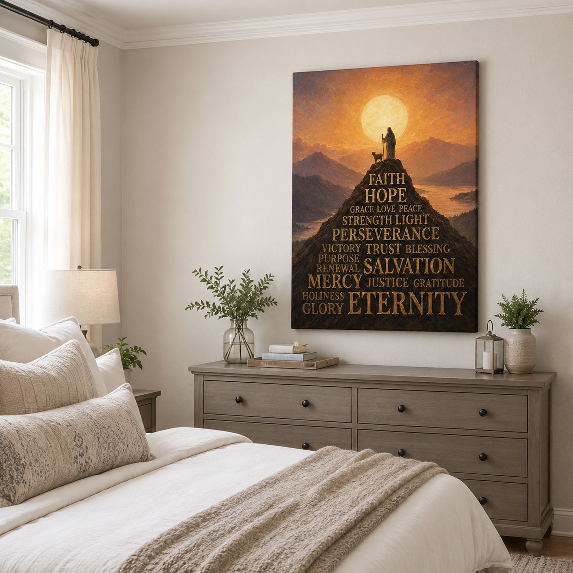 Faith Hope Love Jesus Canvas Print, Christian Inspirational Wall Decor, Salvation Faith Gift