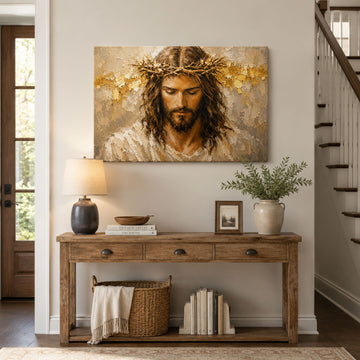 Jesus Crown of Thorns Canvas Print, Christian Wall Art for Home Decor