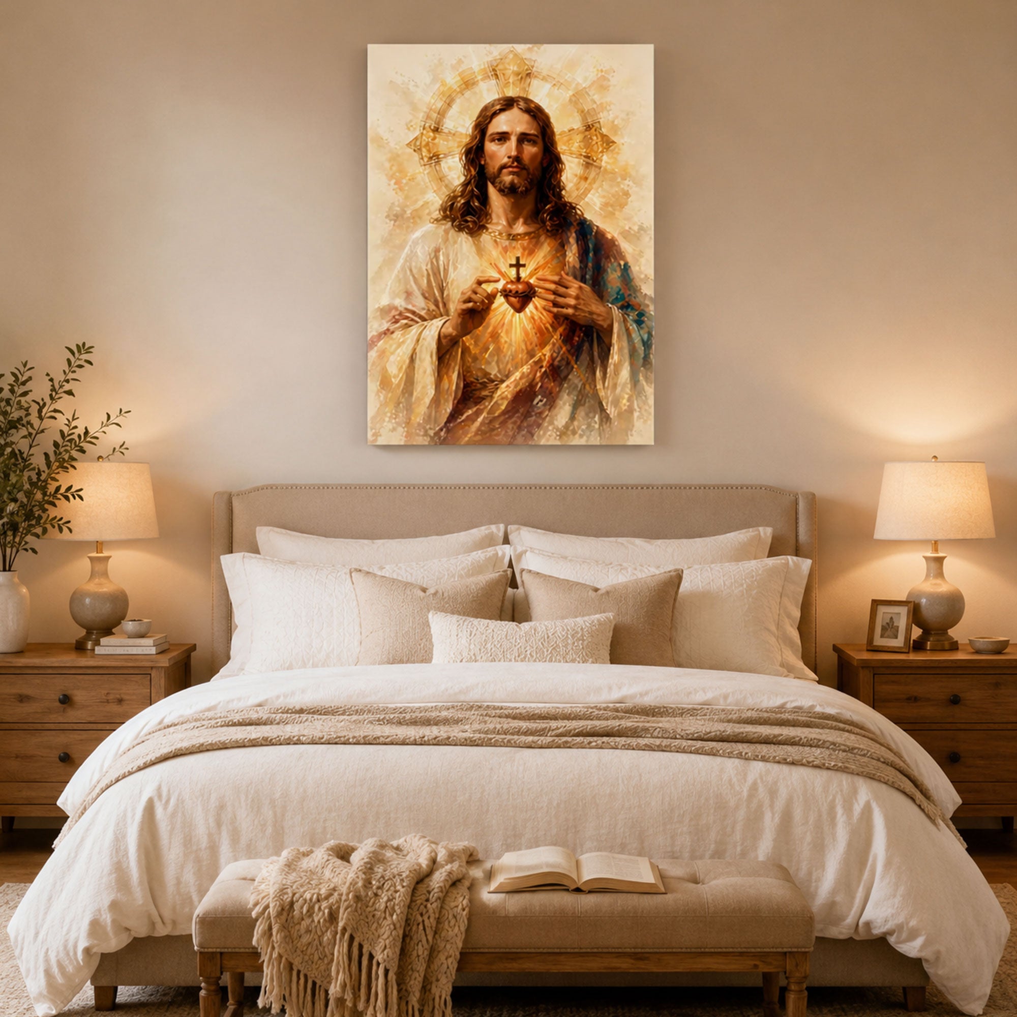 Sacred Heart of Jesus Canvas Print, Christian Devotion Wall Art, Catholic Religious Home Decor, Inspirational Faith Gift