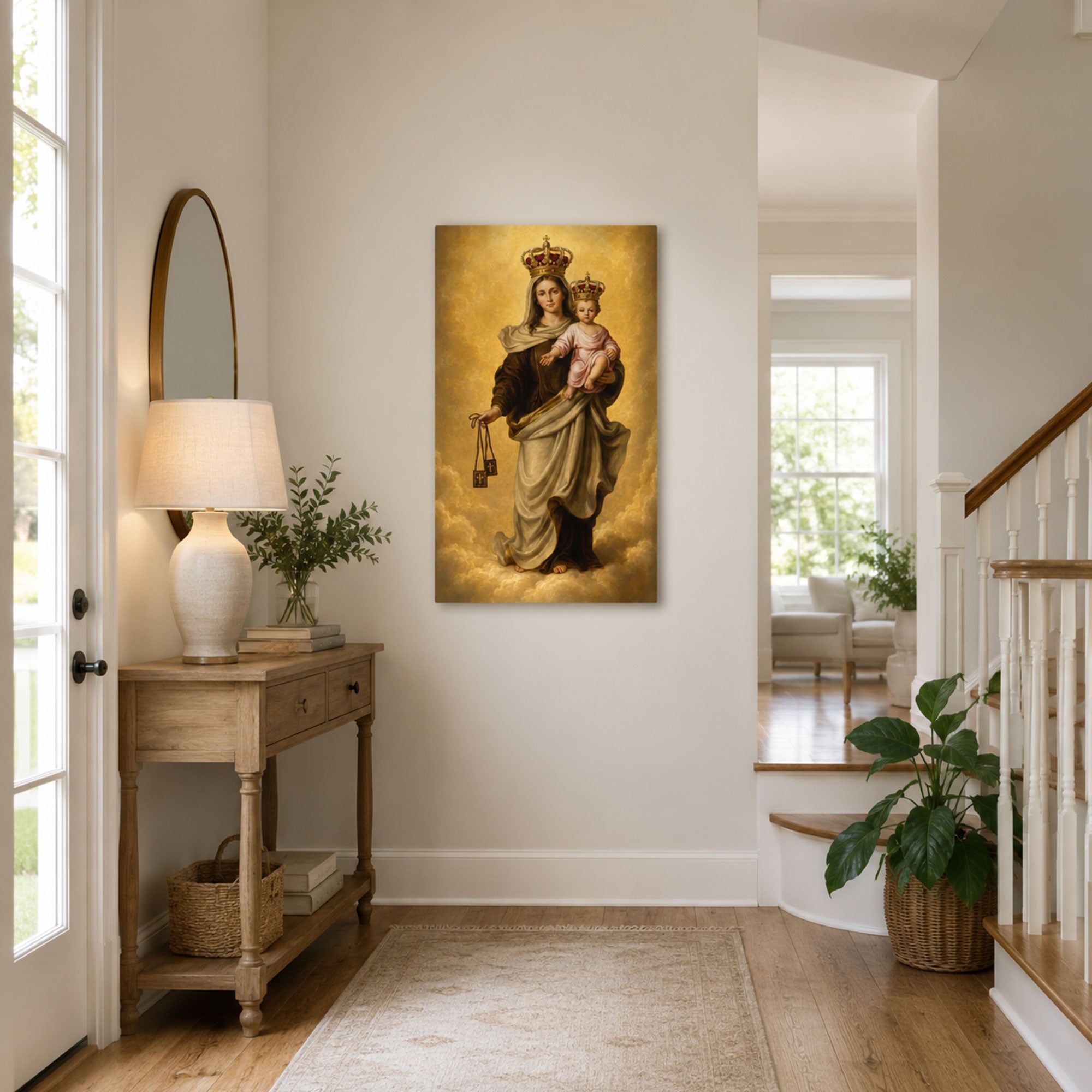 Our Lady of Mount Carmel Wall Art Canvas Print, Catholic Marian Home Decor Gift