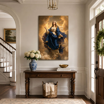 Assumption of the Blessed Virgin Mary Canvas Print, Catholic Wall Art