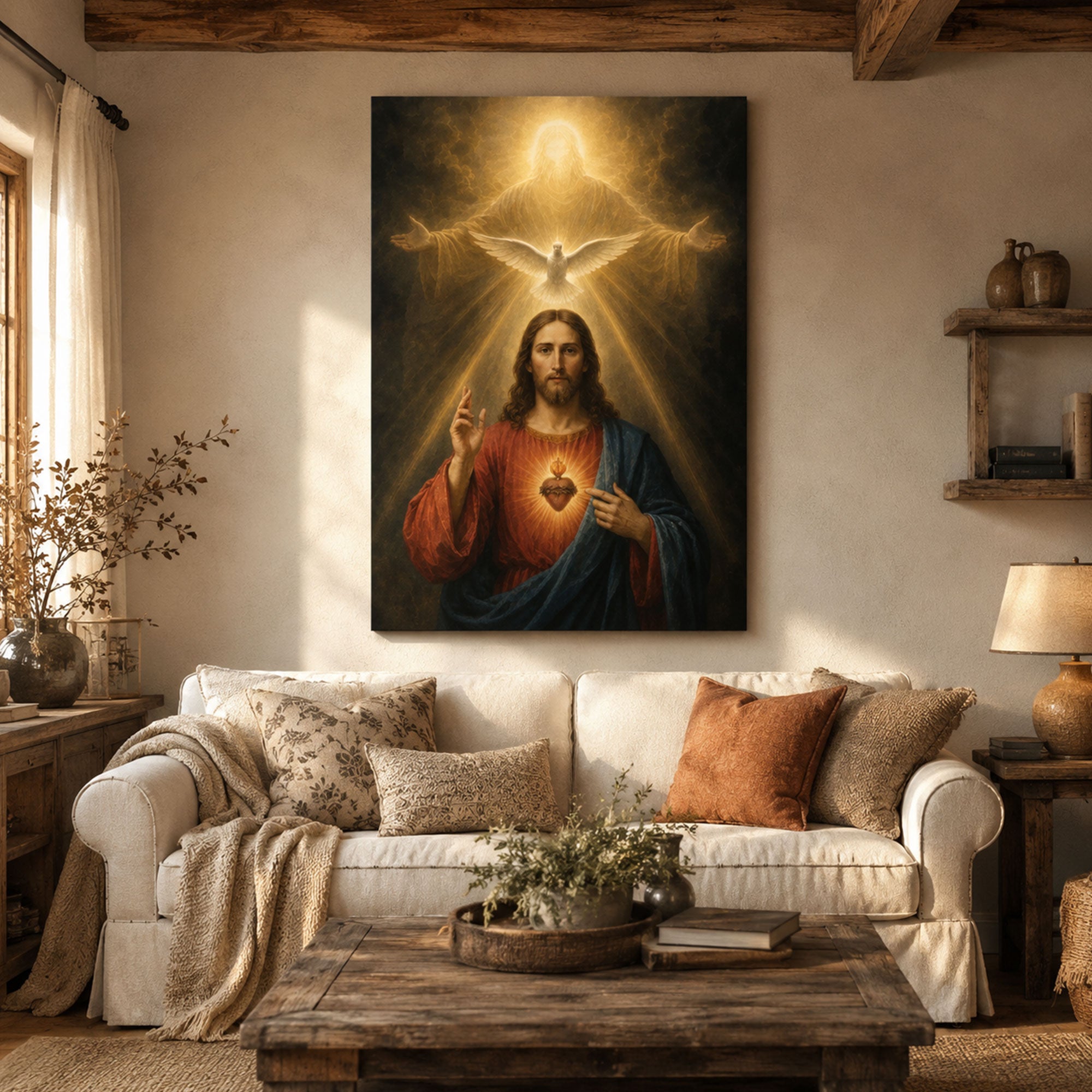 The Holy Trinity Canvas Print Father Son and Holy Spirit Classical Oil Painting Christian Religious Wall Decor
