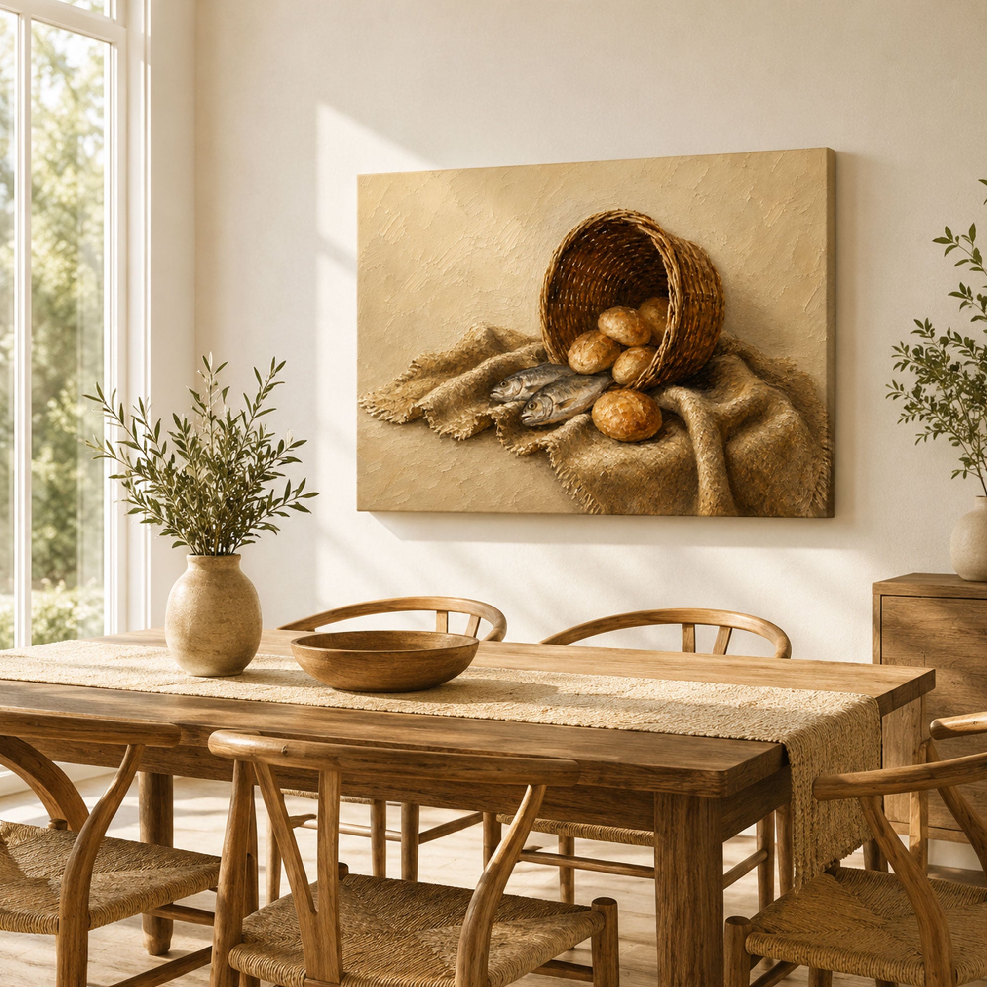 Five Loaves and Two Fish Canvas Print, John 6:9 Christian Wall Decor, Bible Faith Gift