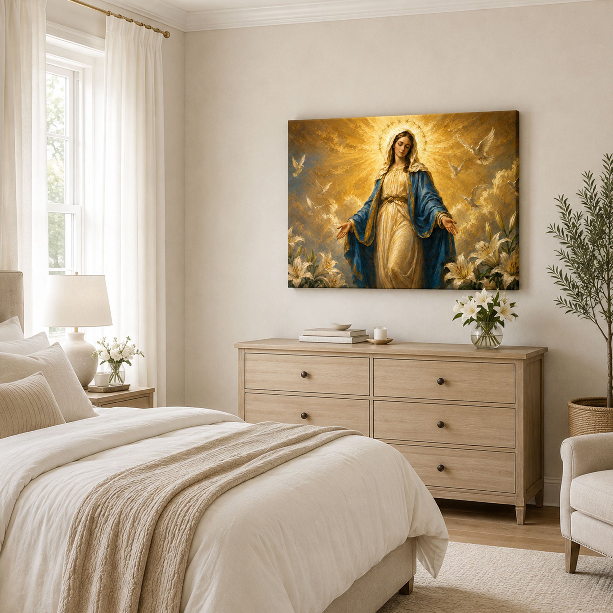 Blessed Virgin Mary Canvas Print, Our Lady Catholic Wall Decor, Marian Faith Gift