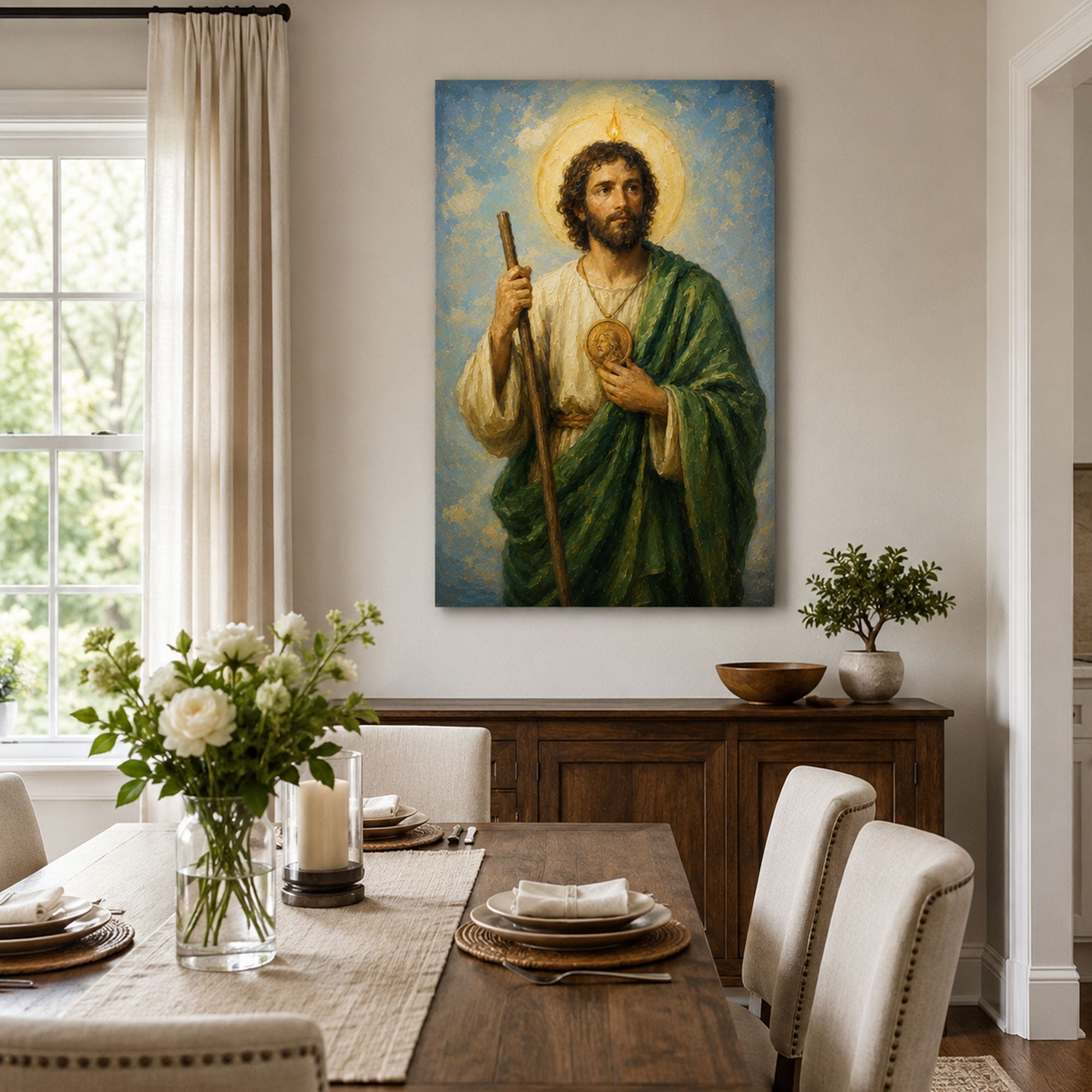 Saint Jude Thaddeus Canvas Print, Patron of Hope and Impossible Causes Catholic Wall Decor, Faith Gift