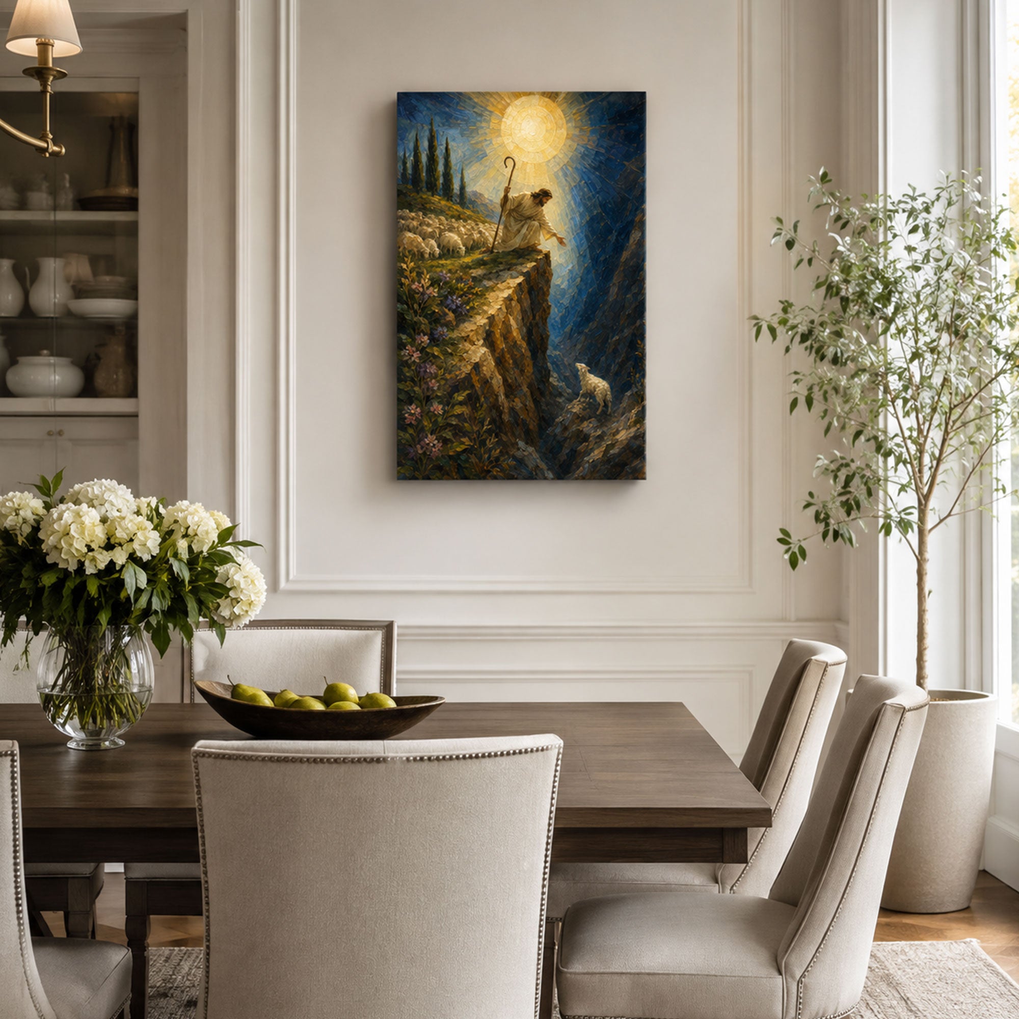 Jesus Rescues the Lost Sheep Canvas Print, He Left the 99 Christian Wall Decor, Faith Gift