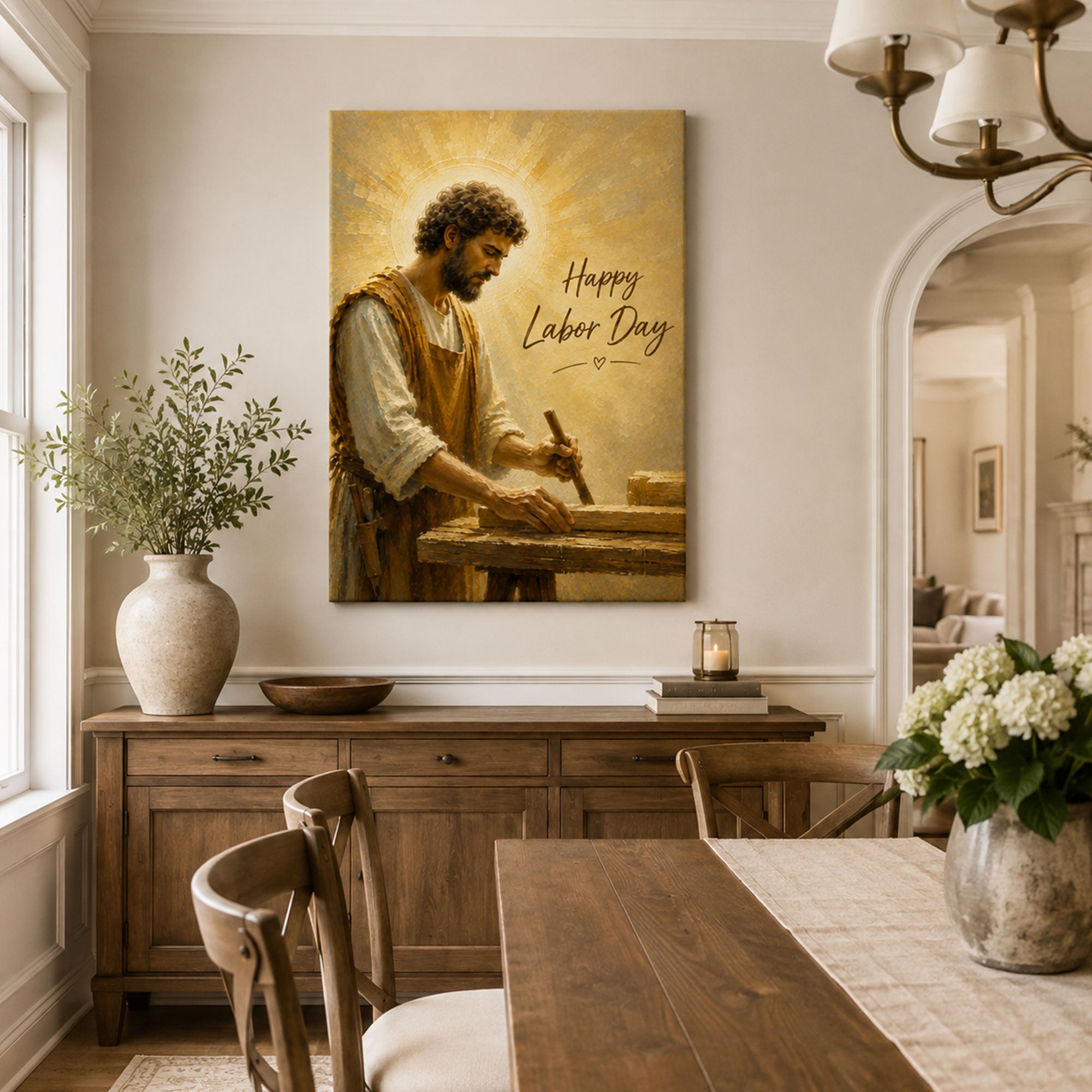 Saint Joseph the Worker Labor Day Canvas Print, Catholic Wall Decor, Christian Faith Gift