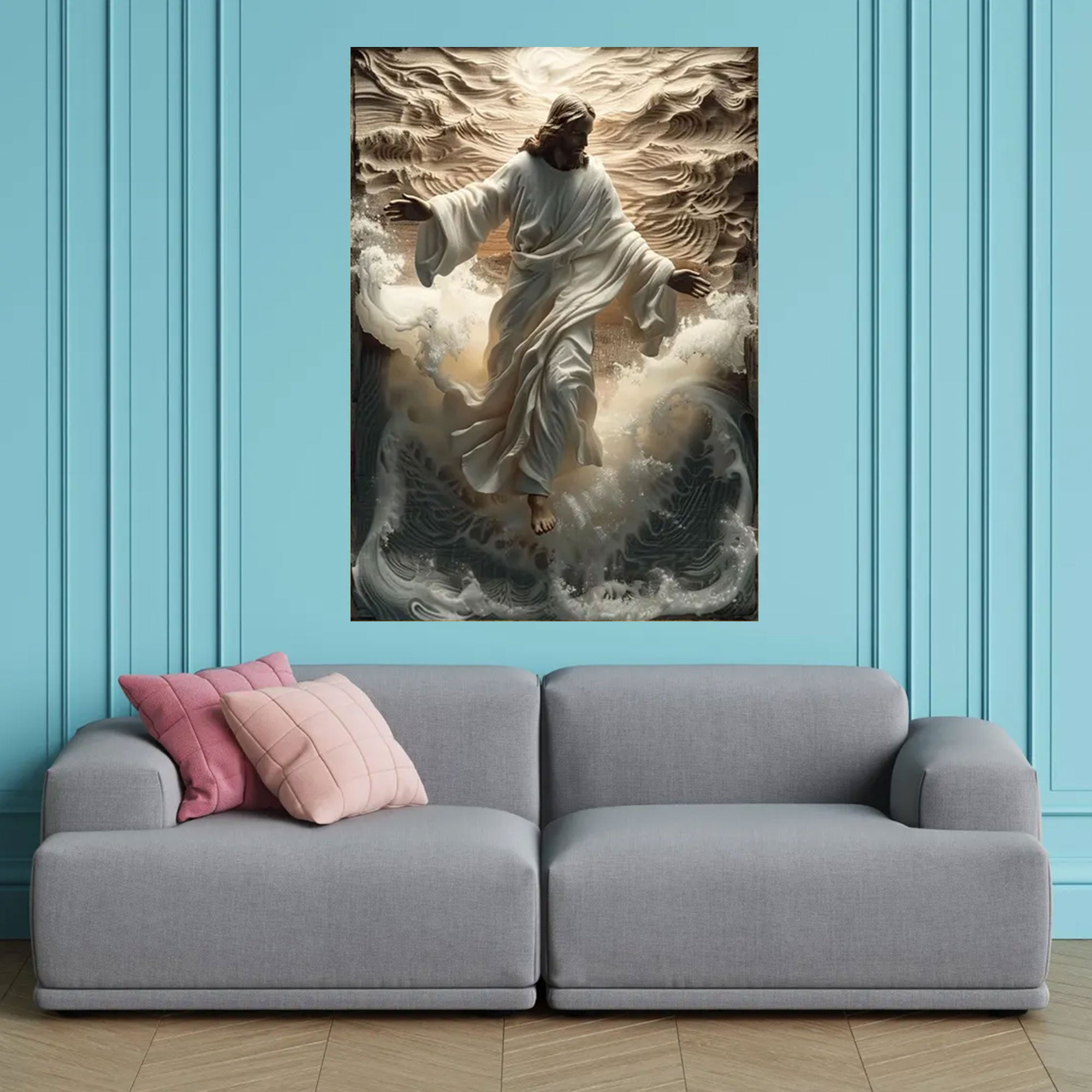 Jesus Walking on Water Canvas Print, Christian Wall Art, Biblical Scene, Spiritual Inspirational Home Decor, Religious Gift