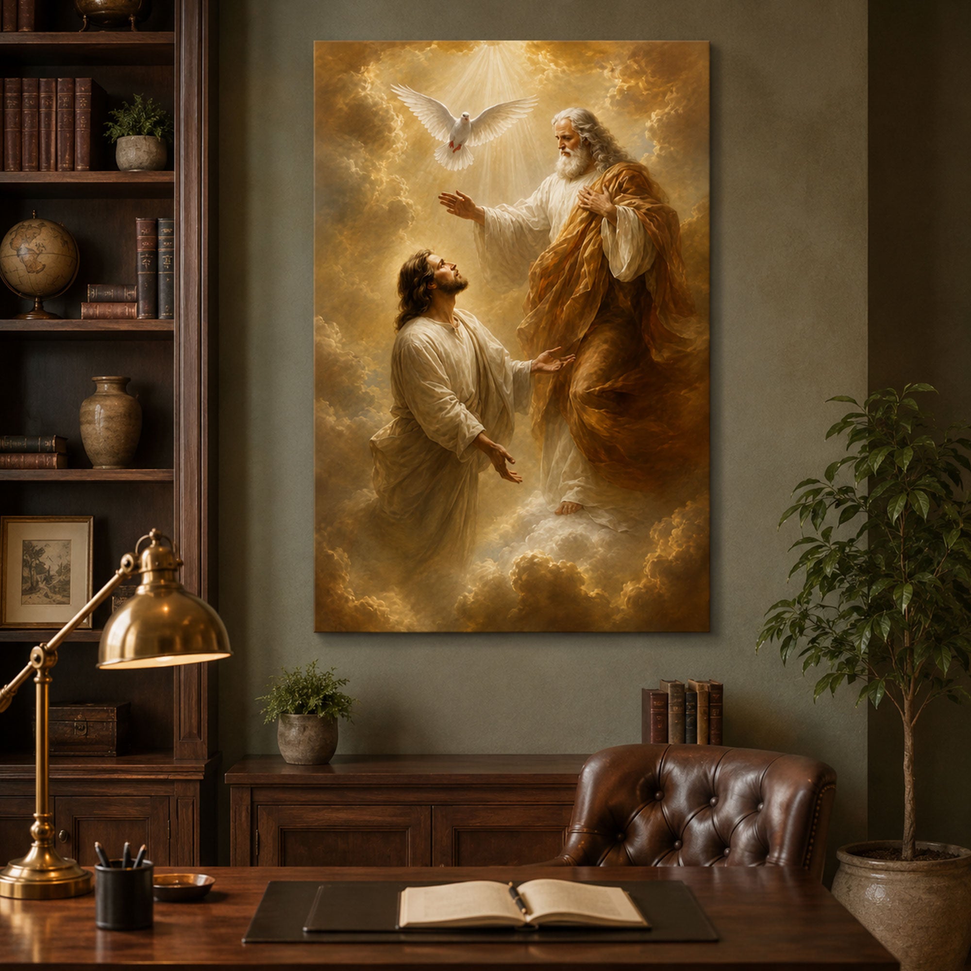 Holy Trinity Canvas Print, God the Father Jesus and Holy Spirit Christian Wall Art, Catholic Faith Home Decor