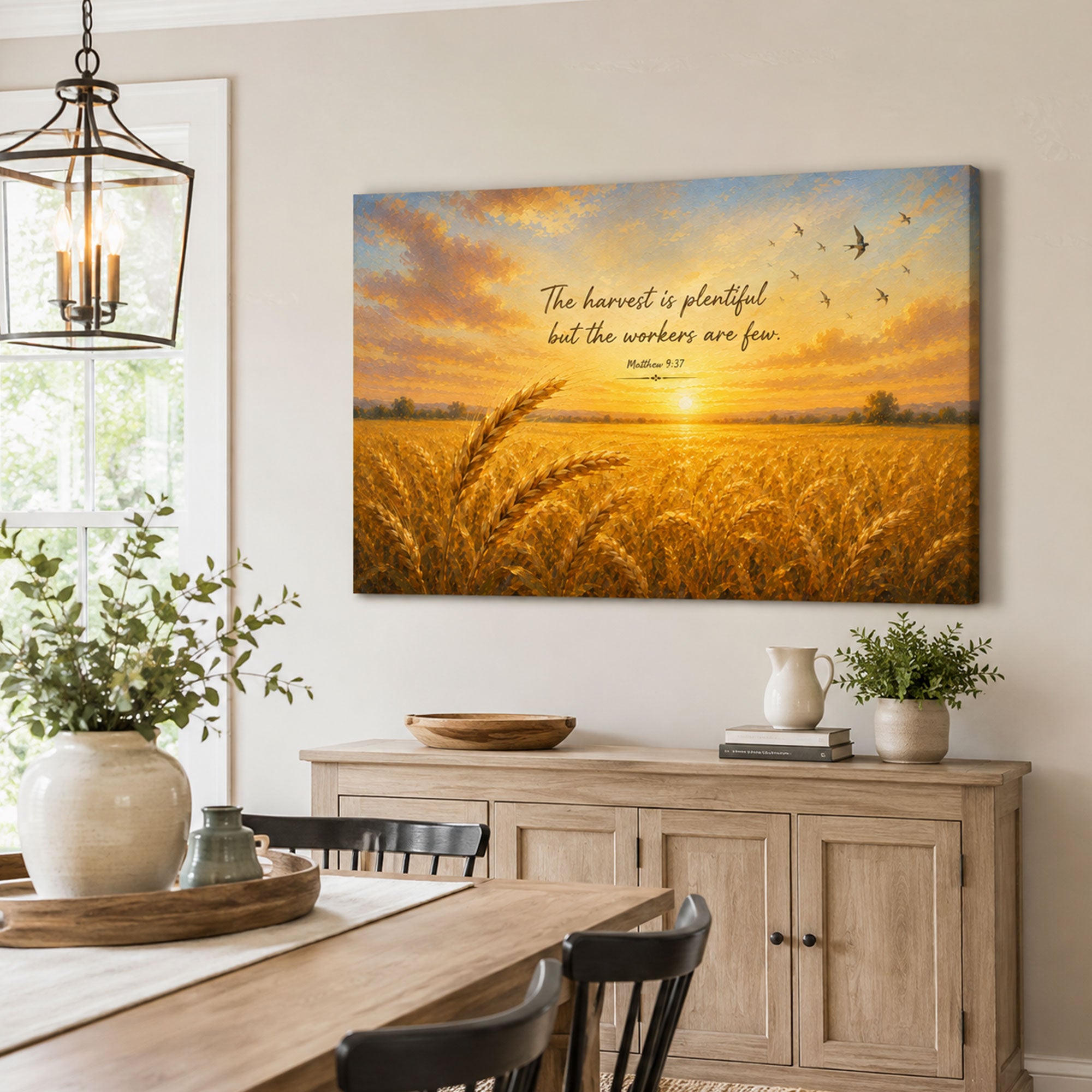 The Harvest Is Plentiful Canvas Print, Matthew 9:37 Bible Verse, Christian Wall Decor