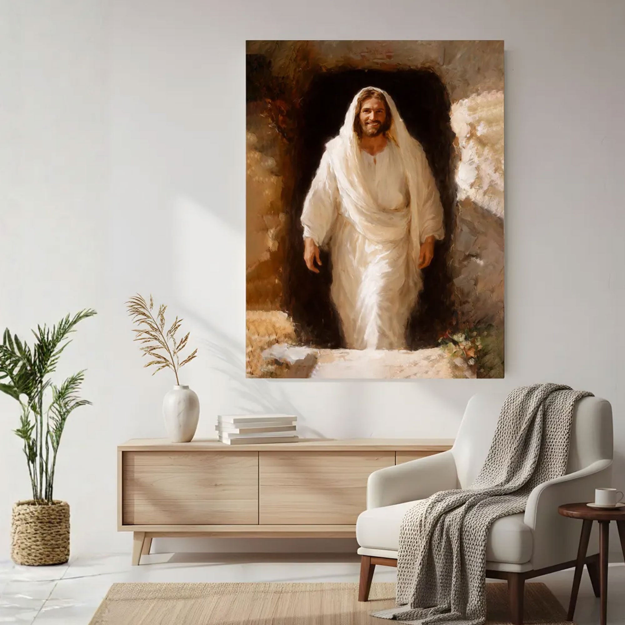 Jesus Resurrection Canvas Print, Christian Wall Art, Faith-Based Religious Home Decor
