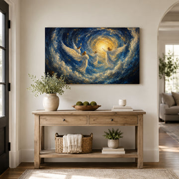 Angels Ascending Toward Heaven Canvas Print, Christian Home Decor