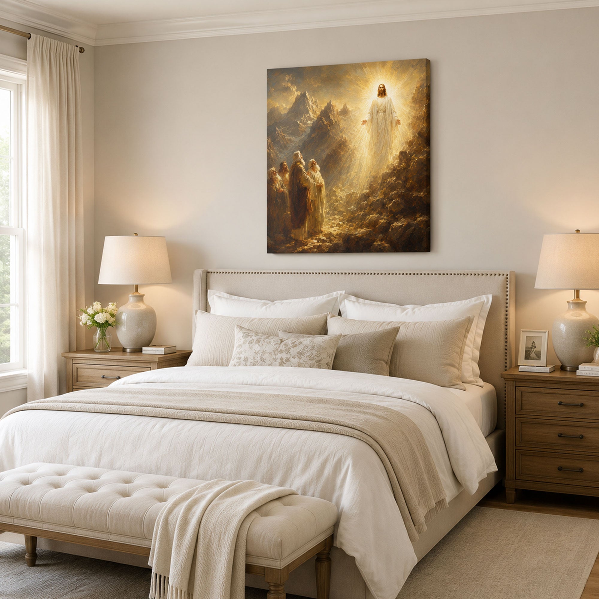 Radiant Jesus Above the Disciples Canvas Print, Faith Home Decor