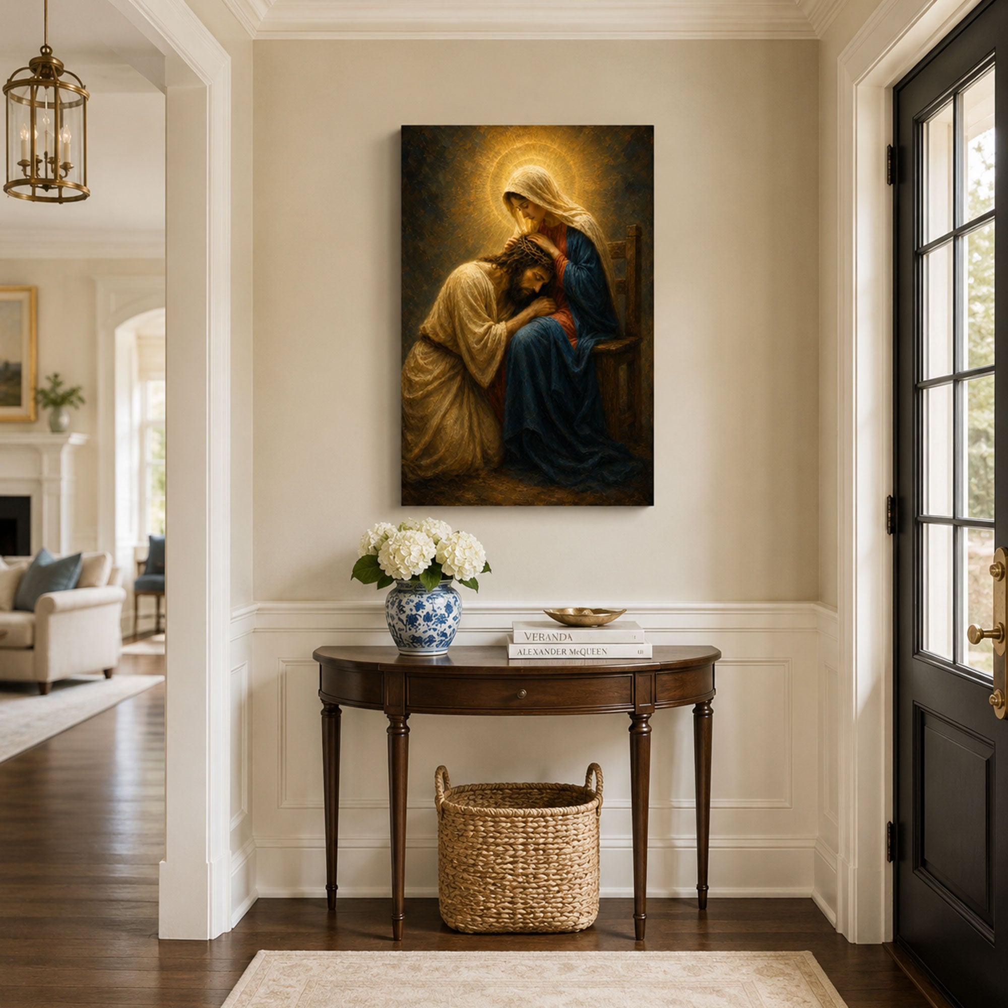 Jesus Resting with the Blessed Mother Canvas Print, Faith Home Decor