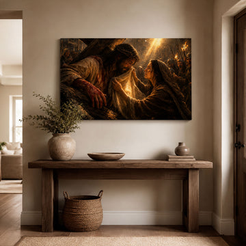 Jesus Carrying the Cross Canvas Print, Veronica Veil Catholic Wall Art, Passion of Christ Home Decor Gift