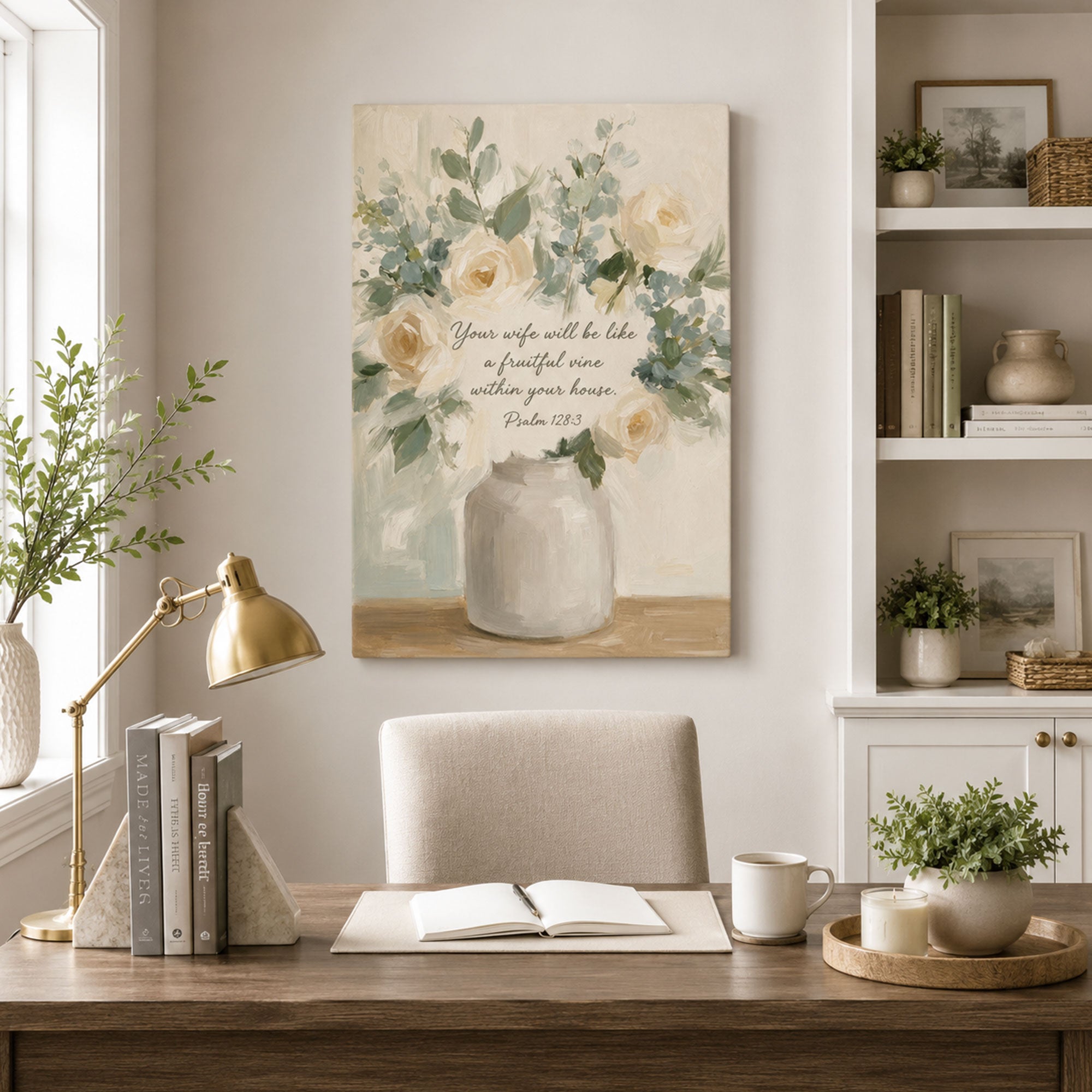 Psalm 128:3 Fruitful Vine Canvas Print, Christian Home Decor